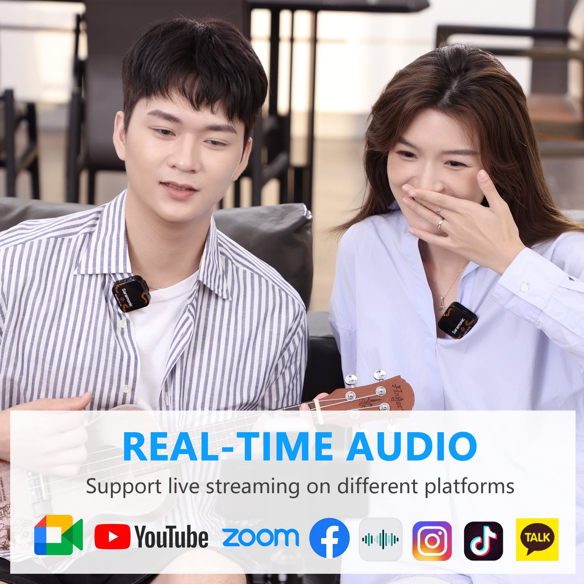 Saramonic Blink900 B2TG Dual Wireless Lavalier Microphone System with 656ft Range, OLED Screen & Monitor for DSLR Cameras - Perfect for Interviews, Vlogging, YouTube & TikTok Videos (Canon/Nikon Compatible) - Ideal for Content Creators, Live Streaming & Professional Filmmaking