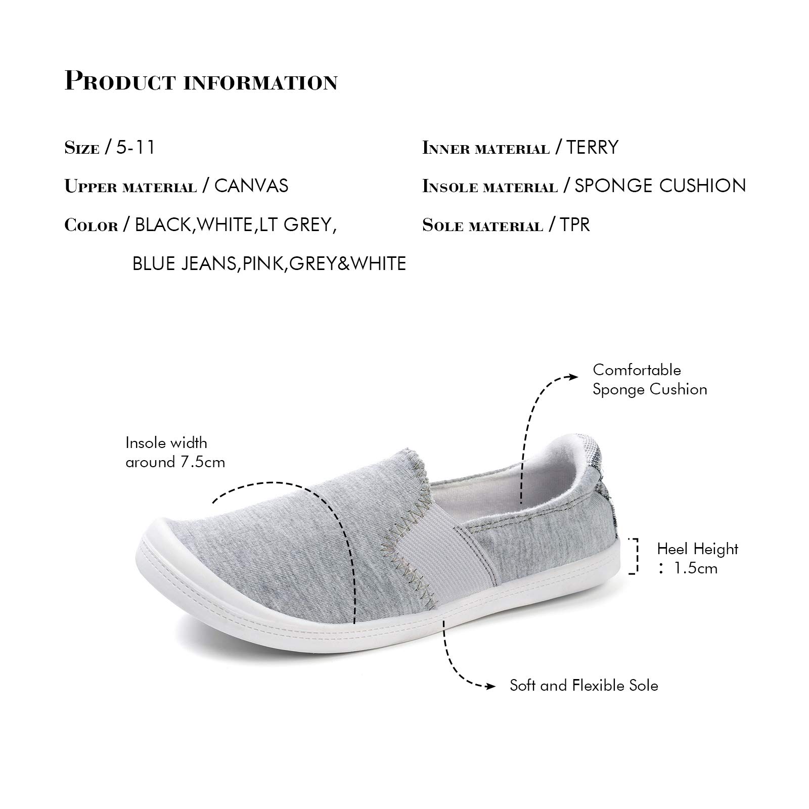 FunkyMonkey Women's Comfortable Low Top Canvas Slip-On Sneakers - Classic Casual Walking Shoes for Everyday Wear, Work & Travel
