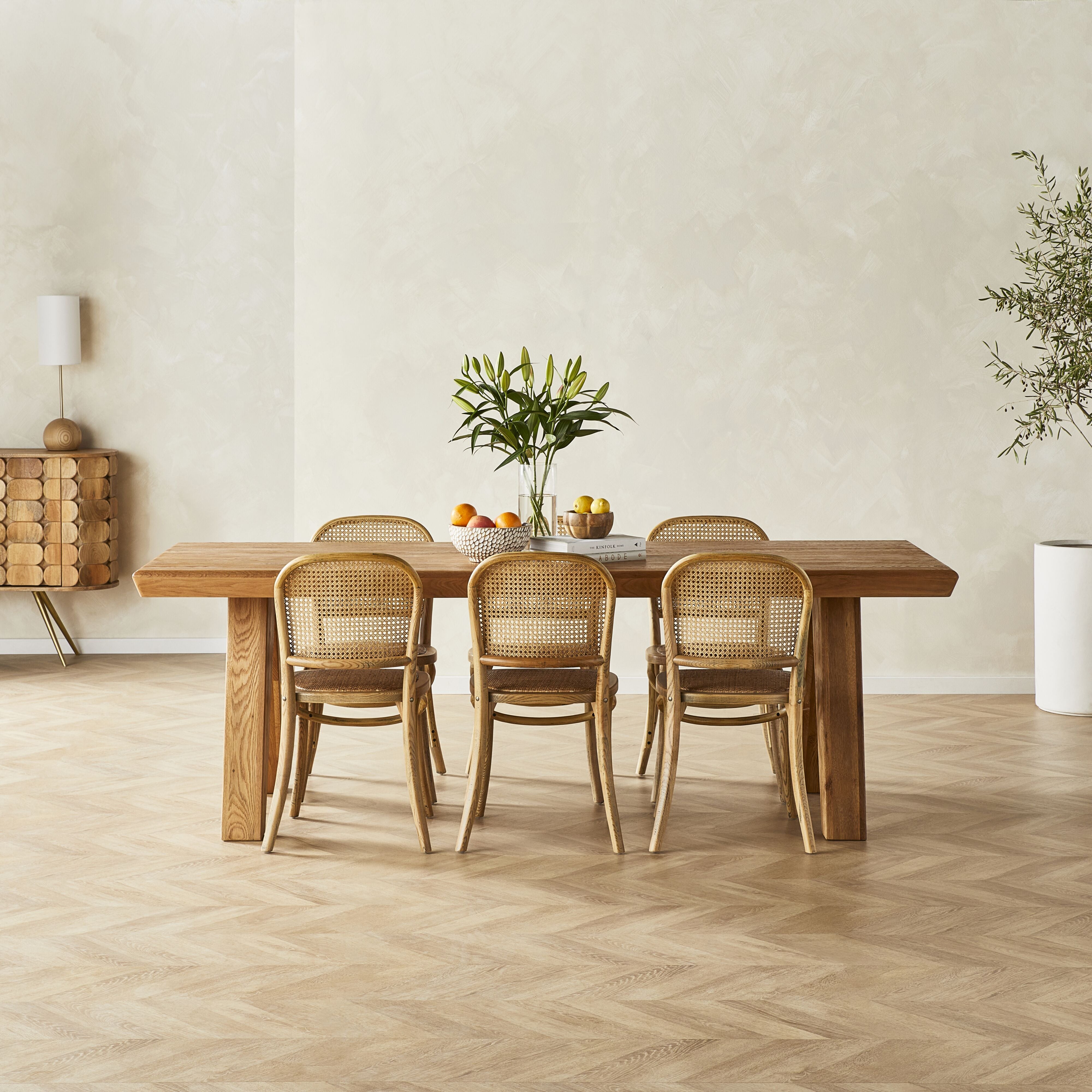 Bastion Oak Dining Chair Natural - Solid Wood Modern Kitchen Dining Room Chairs for Home Restaurant Cafe - Perfect for Farmhouse, Rustic, and Contemporary Decor