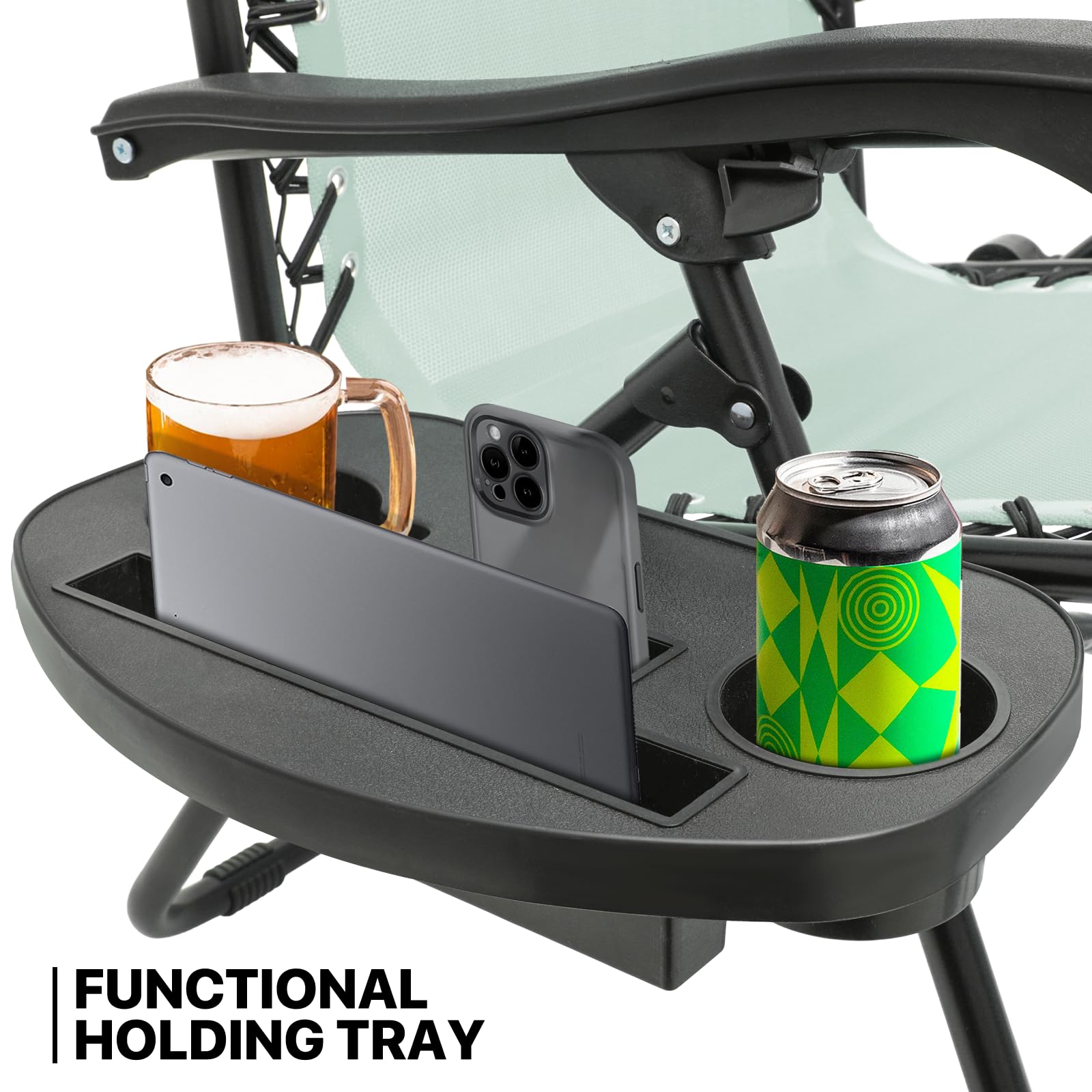 MoNiBloom Zero Gravity Recliner Chairs Set of 2 - Outdoor Folding Patio Lounge Chairs for Backyard, Poolside & Beach - Comfortable Lawn Chairs for Adults with Cup Holder - Sage Green - Perfect for Relaxing, Sunbathing and Outdoor Leisure