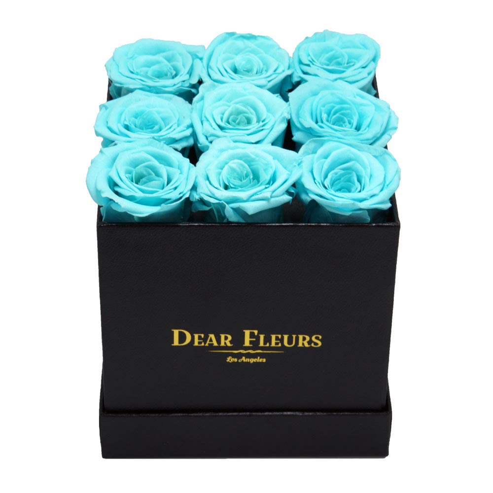 Real Preserved Roses That Last 1 Year | Luxury Eternal Roses in Premium Turquoise & Black Leather Gift Box | Perfect for Anniversary, Valentine's Day & Home Decor