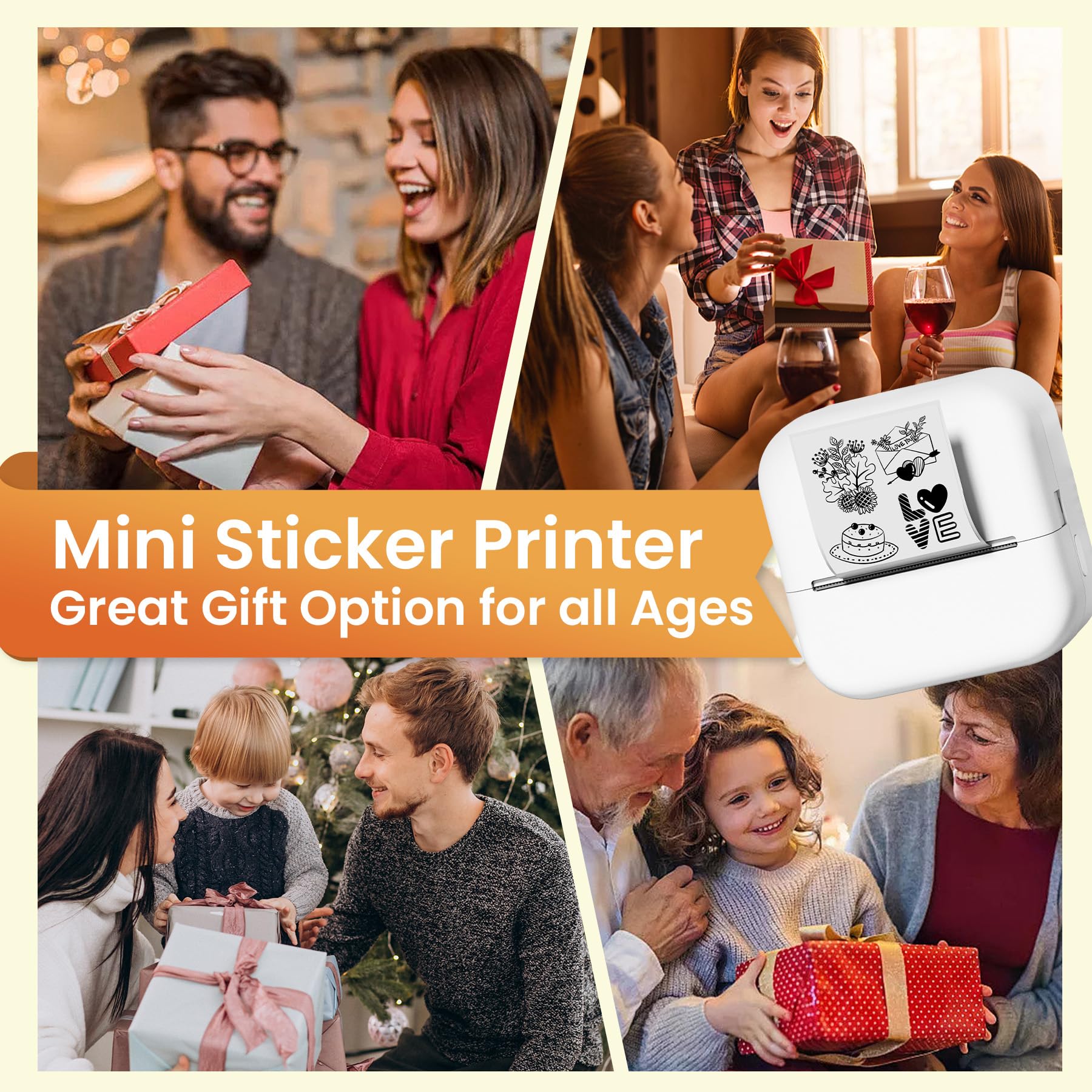 Print Pods Mini Sticker Printer - Portable Thermal Printer for Study Notes, DIY Crafts & To-Do Lists | Wireless iOS & Android Compatible | Perfect for Students, Journaling & Planner Organization