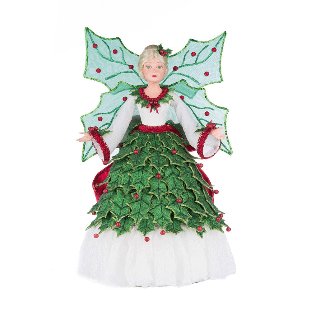 Beautiful Holly Berry Fairy Tree Topper - Elegant Christmas Tree Decor by Katherine's Collection | Perfect for Holiday Home Decor & Festive Celebrations