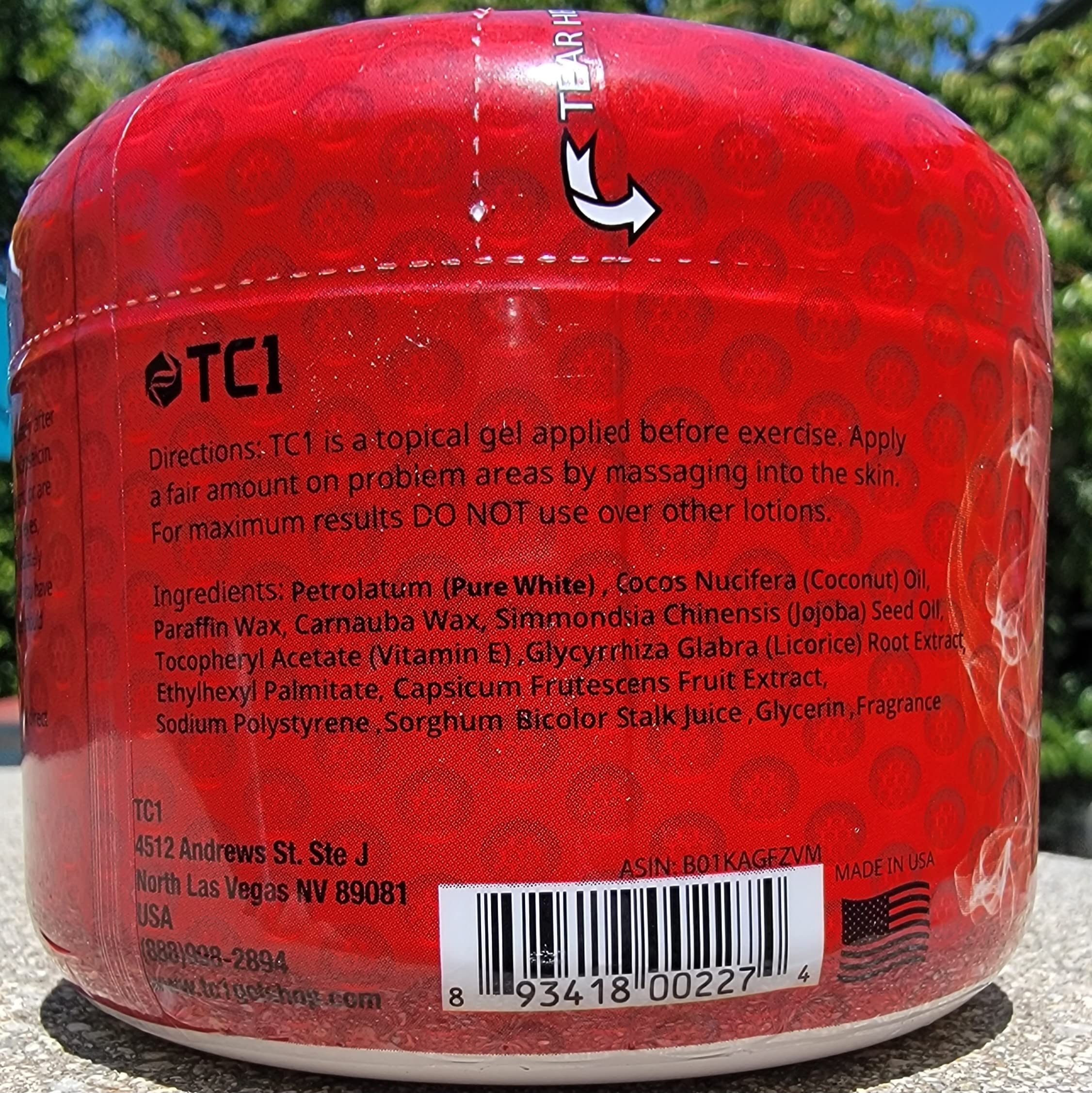 TC1 Sweat Ignition Workout Gel - Topical Thermogenic Fat Burning Cream with Capsaicin for Weight Loss & Muscle Recovery, 6 oz Jar - Perfect for Gym, Home Workouts & Post-Exercise Recovery