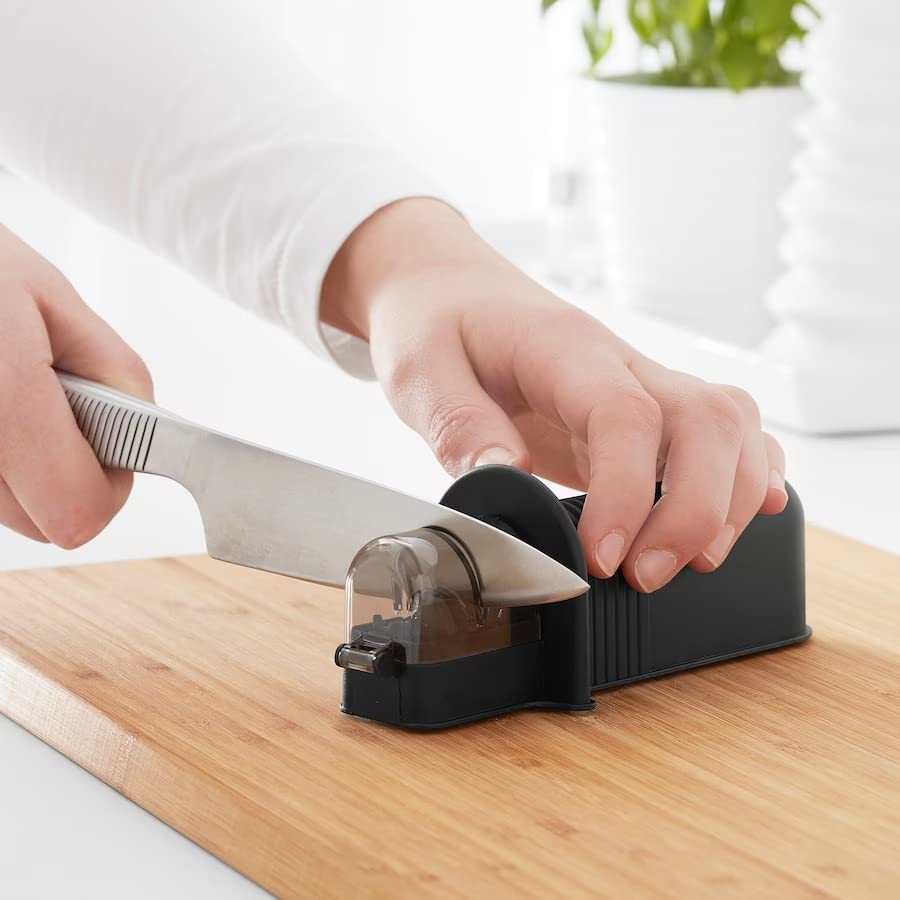 IKEA LATTJO Knife Sharpener - Professional Kitchen Knife Sharpening Tool for Home Chefs (Black) | Perfect for Kitchen, Camping & Outdoor Cooking