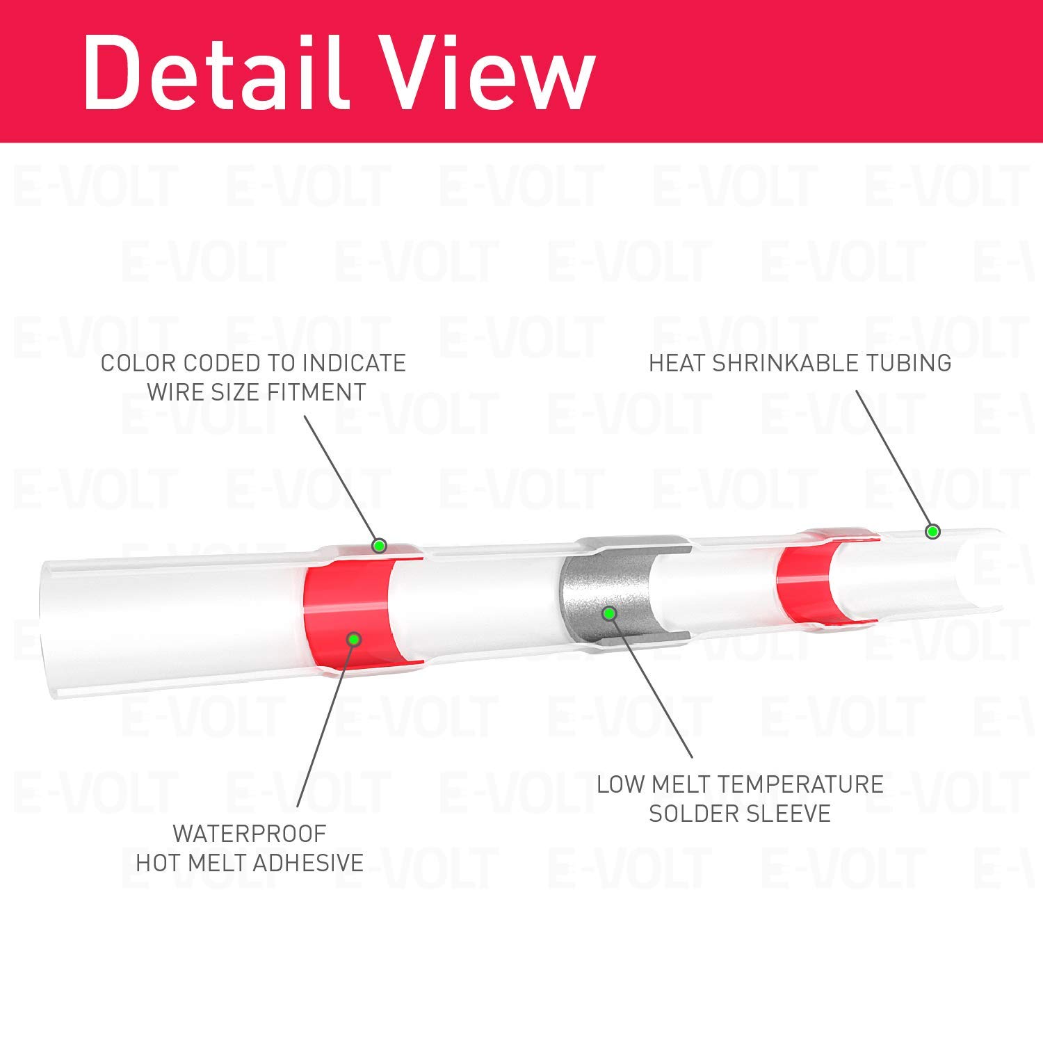 E-VOLT Solder Seal Wire Connectors - 120PC Low Temperature Melt Soldering Terminals - Waterproof Insulated Electrical Connectors for Marine, Automotive & DIY Projects - Perfect for Boat Wiring, Car Audio Installation & Home Electrical Repairs