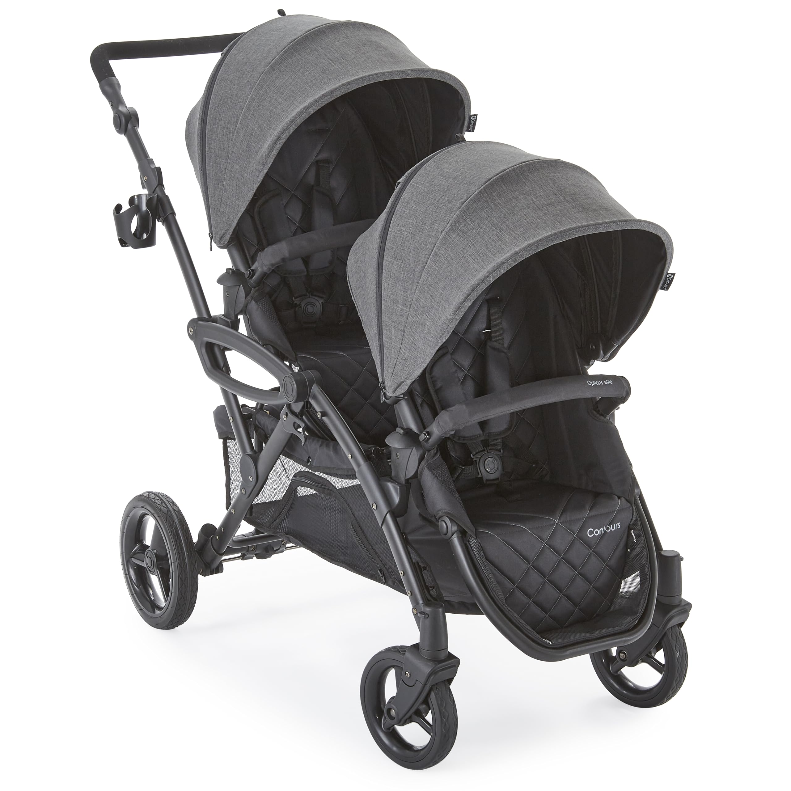 Contours Options Elite V2 Convertible Tandem Double Stroller for Baby & Toddler - Reversible Seats, Car Seat Compatible, Easy Fold - Perfect for Twins, Shopping & Travel - Gray