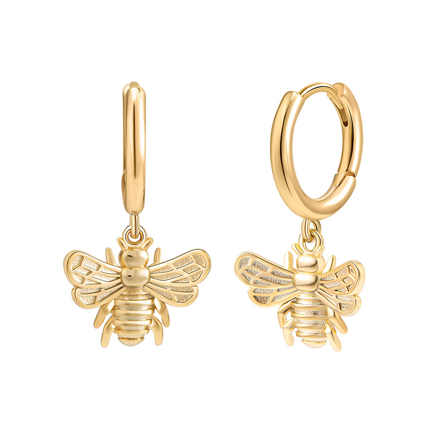 14K Gold Plated Butterfly Dangle Hoop Earrings with Cubic Zirconia - Elegant Animal Drop Huggie Earrings for Women & Girls | Perfect Gift for Birthday, Anniversary & Everyday Wear