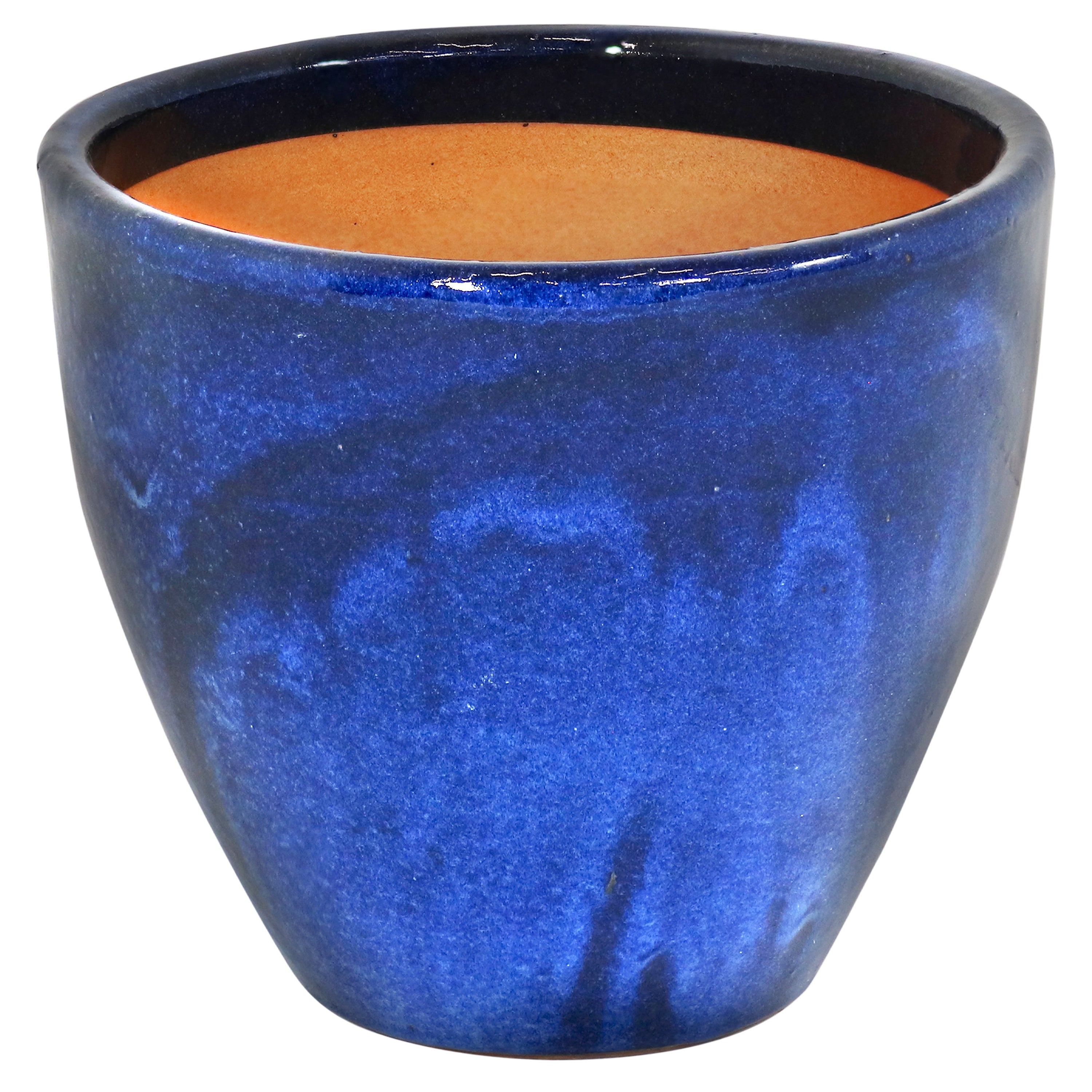 Sunnydaze Resort Round Glazed Ceramic Planter with Drainage Hole - Outdoor Garden Flower Pot for Patio, Deck & Balcony Decor