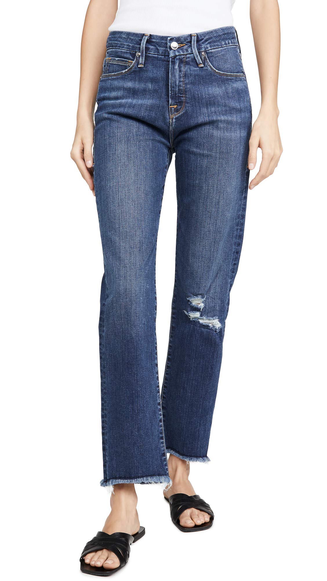 Good American Women's Good Straight Jeans - High Waist Stretch Denim Pants for Casual & Work Wear | Perfect for Everyday Outfits & Office Style