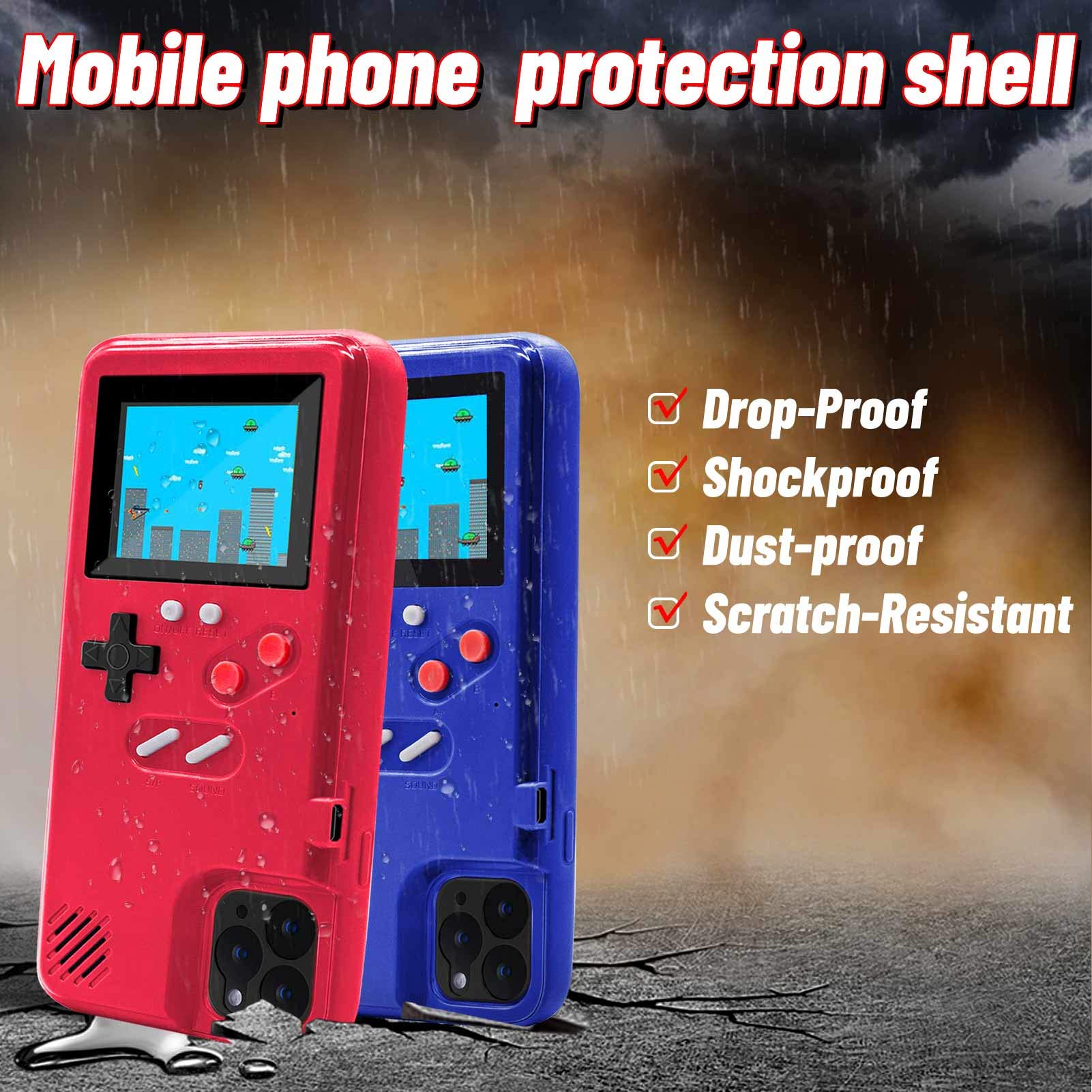 LucBuy Retro Game Console Case for iPhone 13 Pro Max - Self-Powered Protective Cover with 36 Classic Games, Full Color Display & Shockproof Bumper (Red) | Perfect for Gaming Enthusiasts & Nostalgic Entertainment On-The-Go