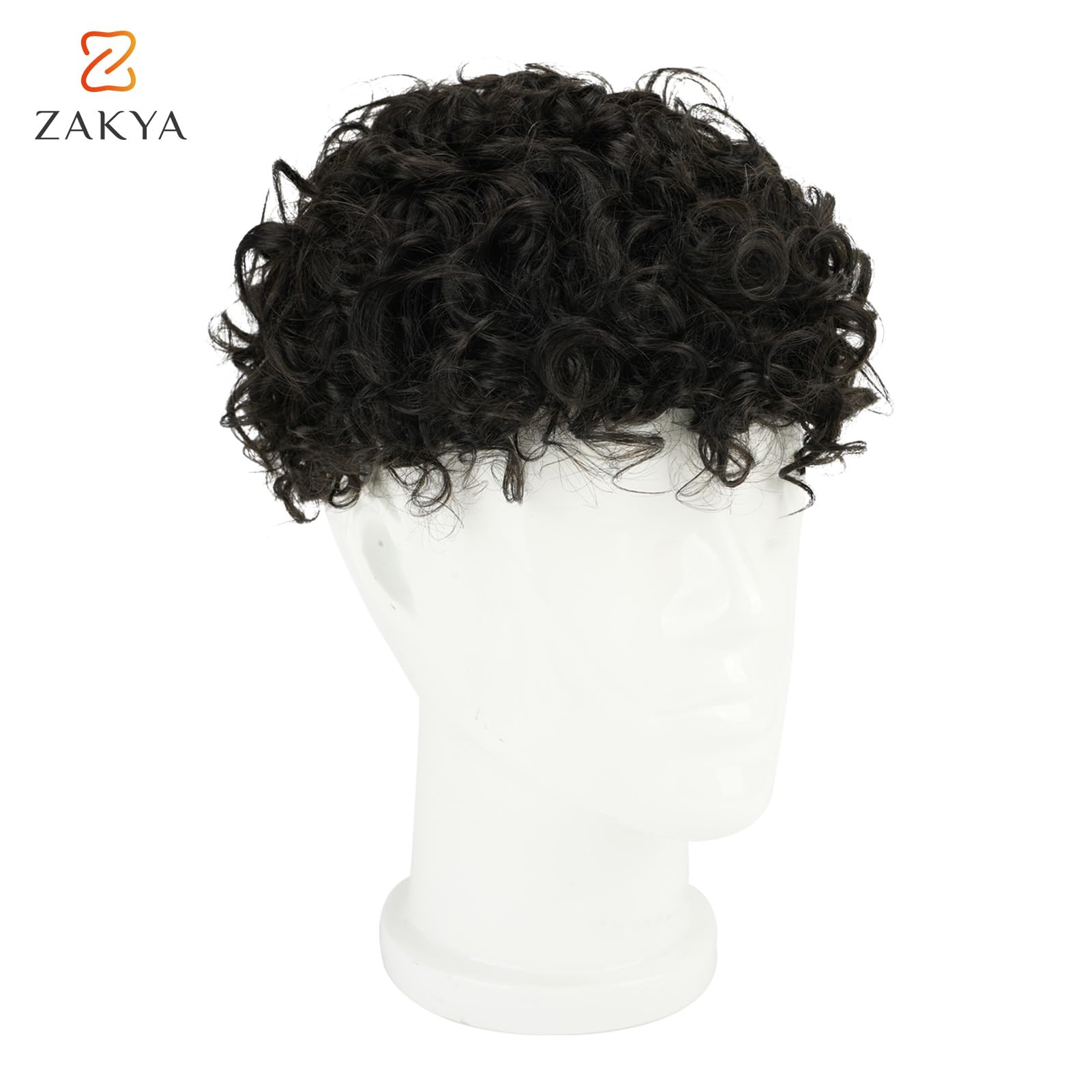 Zakya 20mm Curly Real Human Hair System for Men - 7x9 Inch Replacement Toupee | Natural Looking Hairpiece for Thinning Hair & Baldness | Perfect for Daily Wear, Weddings & Special Occasions