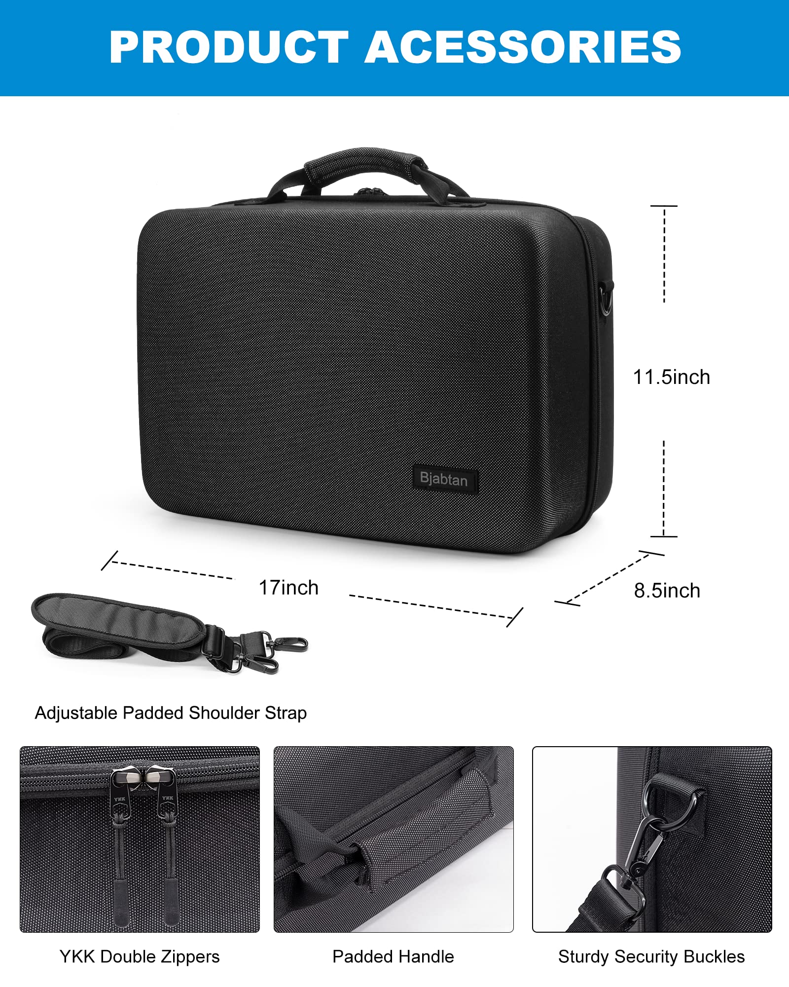 Bjabtan PS5 Carrying Case - Hard Shell Protective Travel Bag for PlayStation 5 Console | Stores DualSense Controller, Headset, Base & Accessories | Perfect for Gaming Travel & Storage
