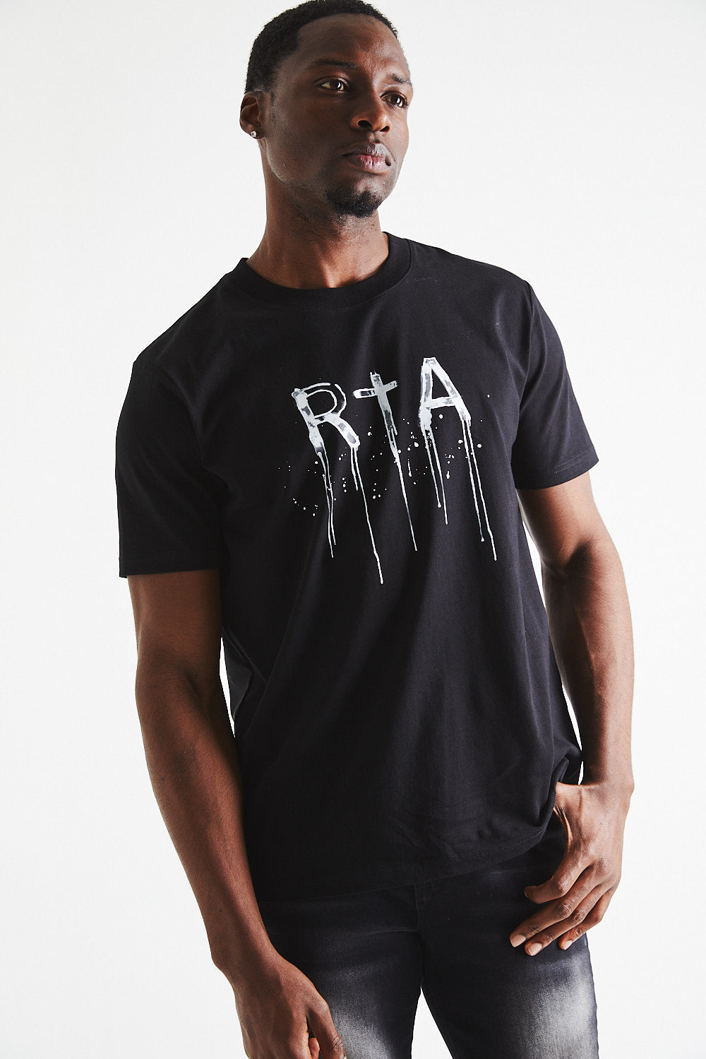 COLIN TEE | Black Watercolor Print T-Shirt | Men's Casual Short Sleeve Cotton Shirt | Perfect for Streetwear, Summer Outfits & Everyday Wear