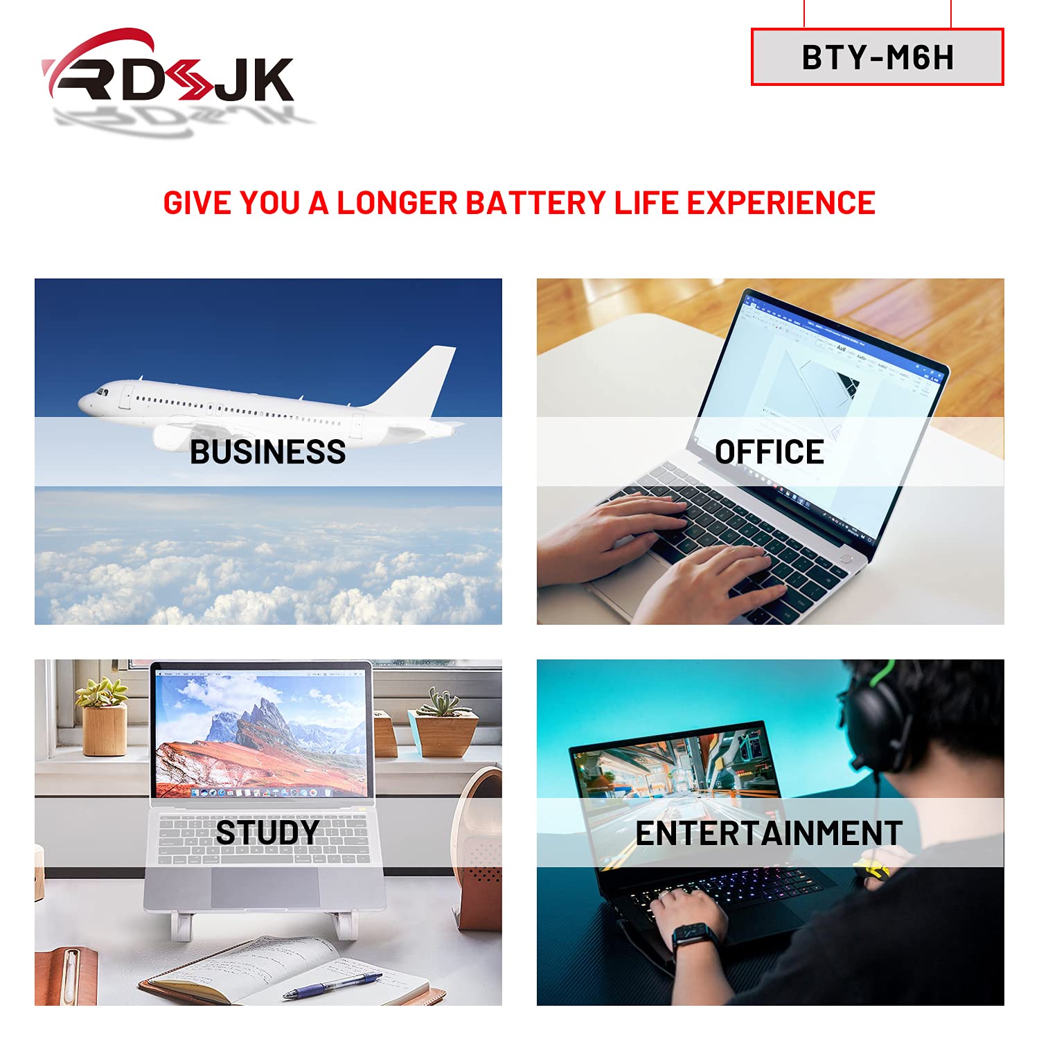 BTY-M6H Replacement Laptop Battery for MSI GE72/GE62/GE63/GL62/GL72/GP62/GP72 Series - 10.86V 51Wh - Compatible with MS-16J2 Models (Perfect for Gaming, Work & Travel)