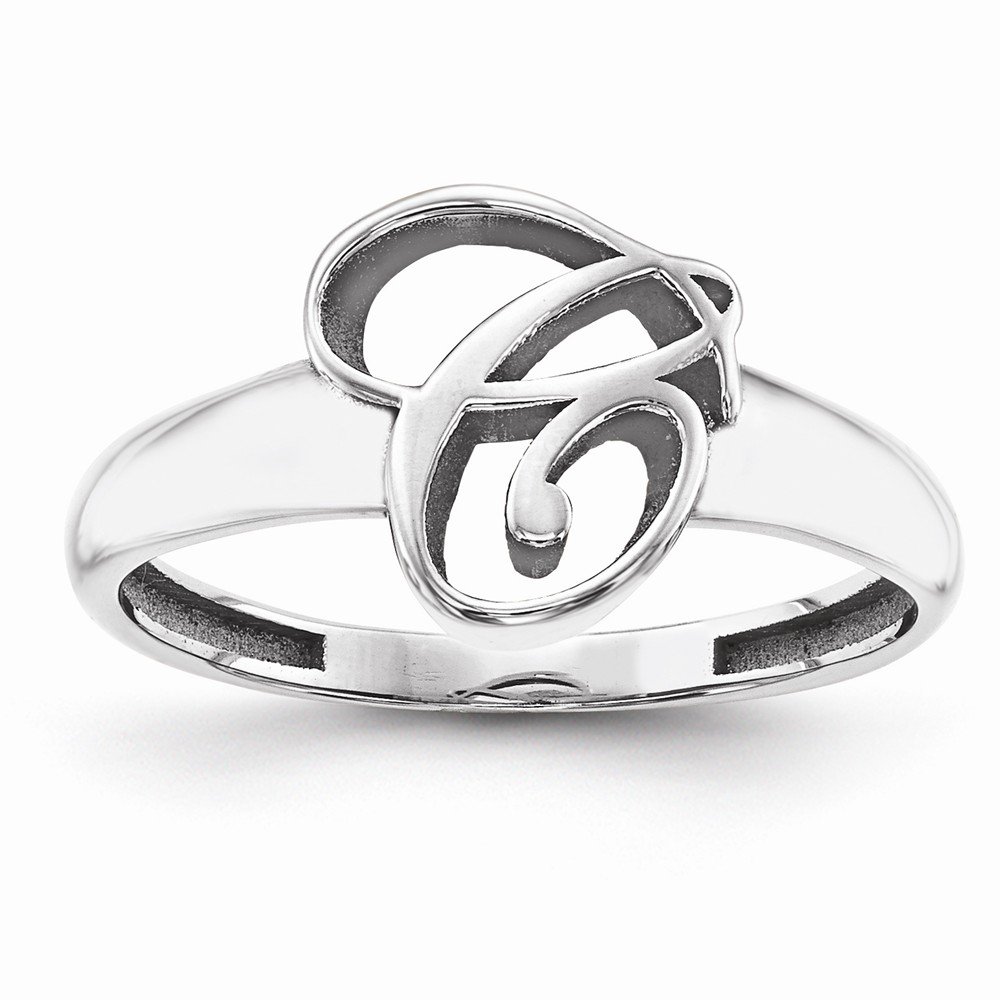 10K White Gold Initial Letter Ring for Women - Personalized Monogram Name Ring - Perfect for Gifts, Engagements, Anniversaries & Everyday Wear