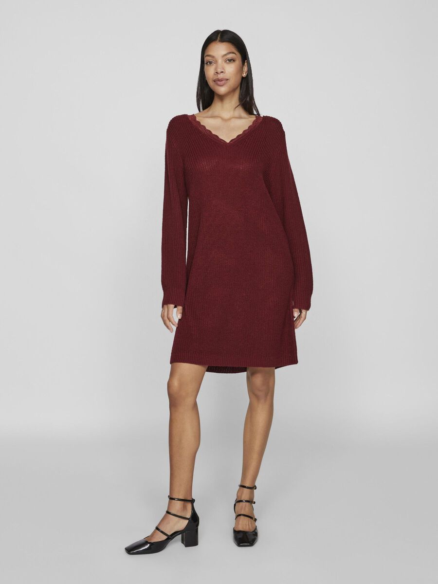 Lourda Mini Knit Dress for Women - Cabernet Red Stretchy Bodycon Party Dress - Perfect for Night Out, Date Night, and Special Occasions