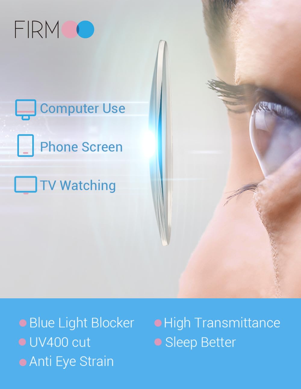Firmoo Blue Light Blocking Glasses for Women & Men - Oversized Round Black Computer Glasses with Anti Glare - Reduce Eye Strain for Work, Gaming & Screen Time