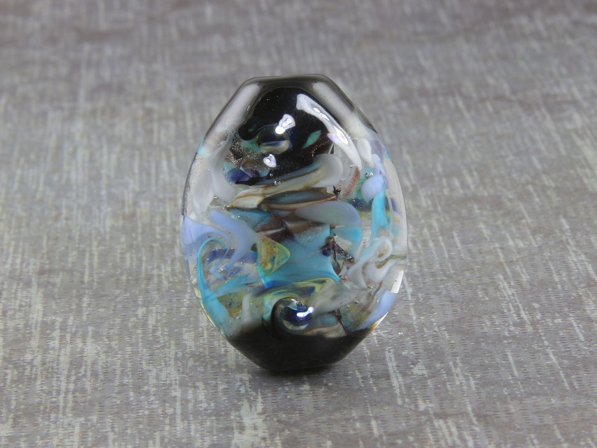 Handmade Aqua Blue Abstract Lampwork Glass Focal Bead for Jewelry Making - Perfect for Necklaces, Bracelets & DIY Craft Projects