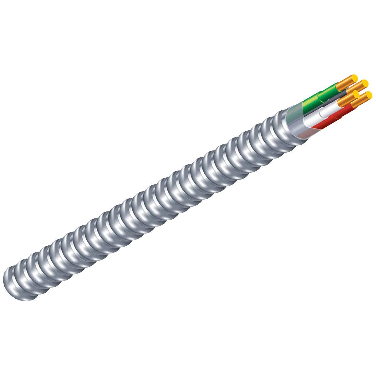 100' 12/2 MC W/G Cable - Metal Clad Electrical Wire for Home & Commercial Wiring - Ideal for Indoor Electrical Installations, Lighting Circuits, and Appliance Connections