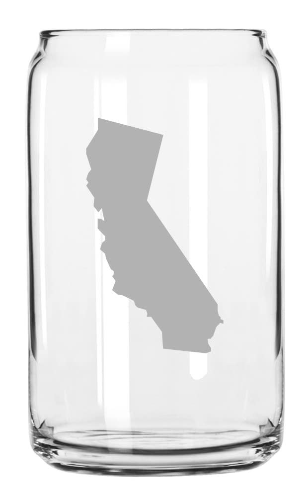 California States Etched 16oz Beer Can Glass - Insulated Stainless Steel Tumbler for Beer, Soda & Cocktails - Perfect for Parties, BBQs & Outdoor Adventures