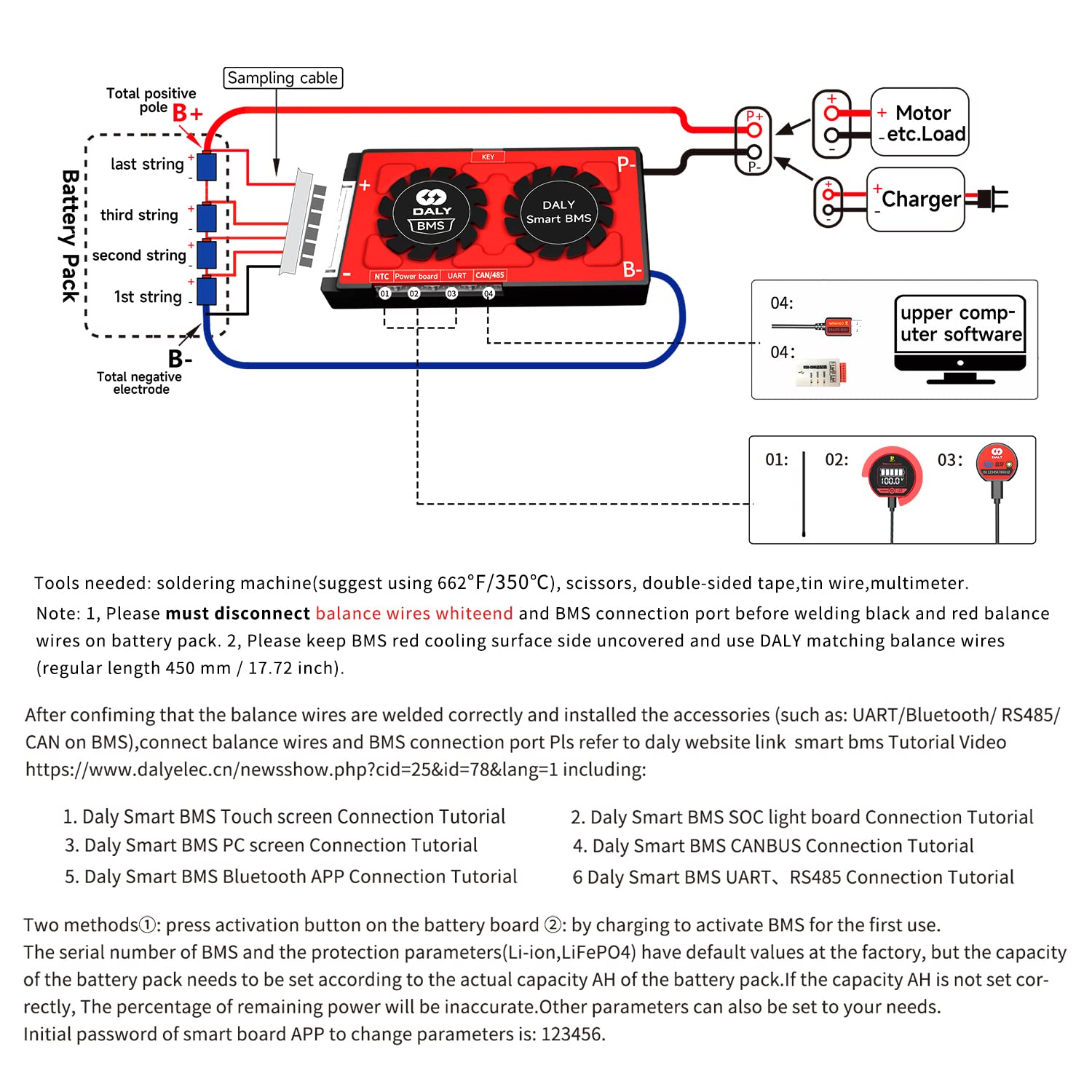 DALY Smart BMS LiFePo4 20S 60V 150A Battery Management System with UART/CAN/485/Bluetooth - PCB Module for 18650 Battery Packs - Perfect for Solar Energy Storage, Electric Vehicles & DIY Power Systems