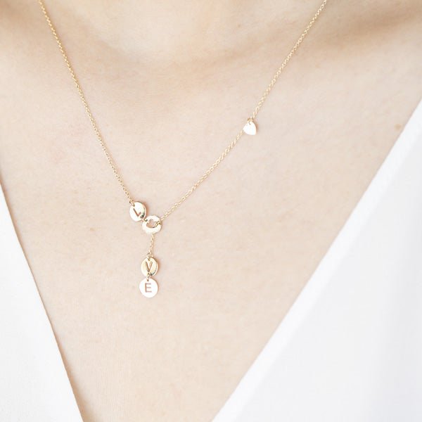 10k Yellow Gold Love Lariat Necklace for Women - Elegant Layering Piece for Valentine's Day, Anniversary & Everyday Wear
