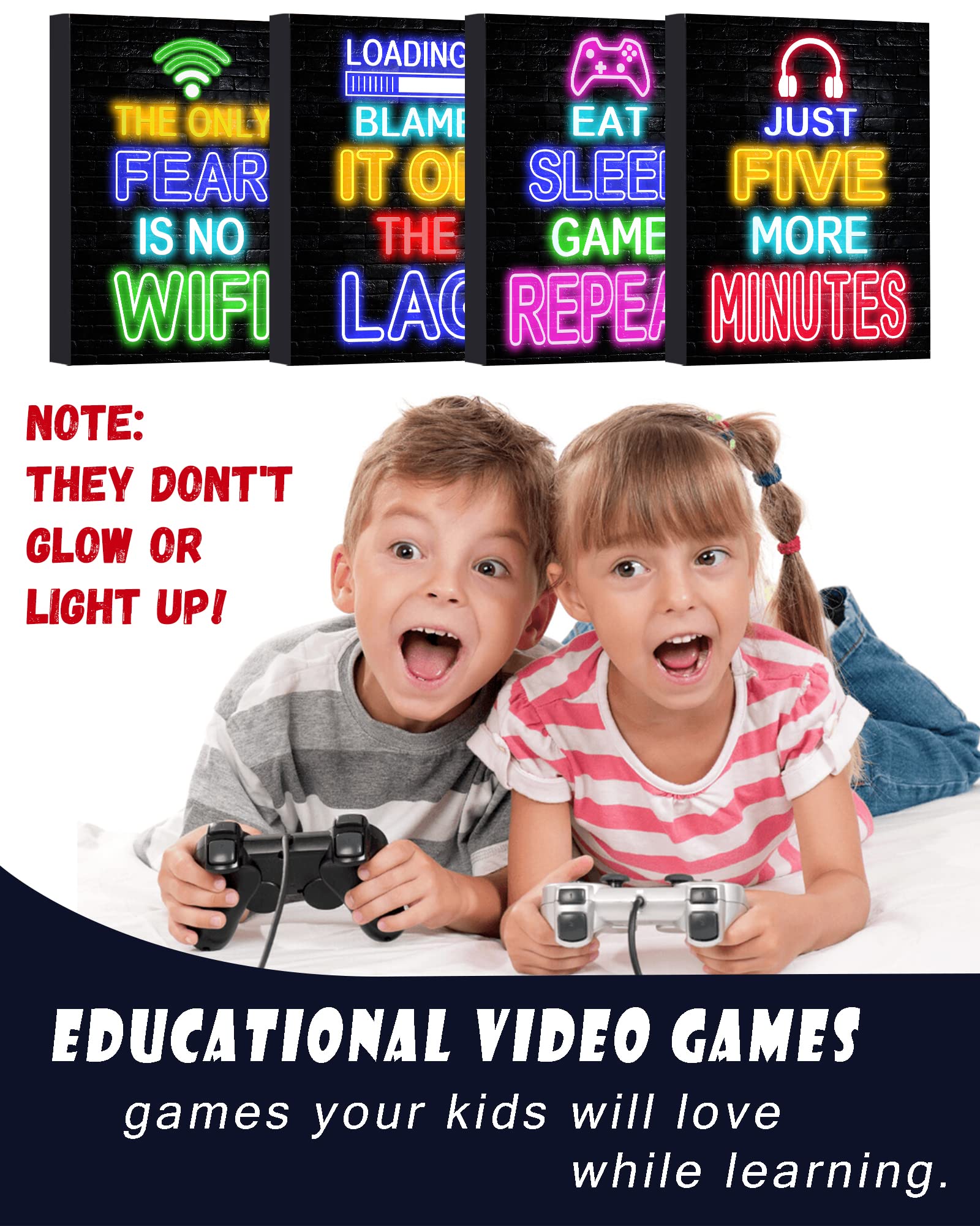 Premium Drsoum Gaming Wall Art for Boys - Framed 8x10 Neon Video Game Room Decor - Cool Gamer Posters for Teen Bedroom & Man Cave - Perfect for Gaming Setups, Streamer Backgrounds & Esports Themed Rooms