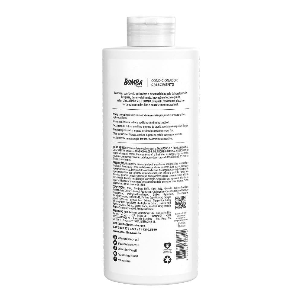 Salon Line SOS Bomb Growth Conditioner 500ml (16.9 Fl Oz) - Hair Repair & Strengthening Treatment for Damaged Hair - Perfect for Daily Use at Home or Salon