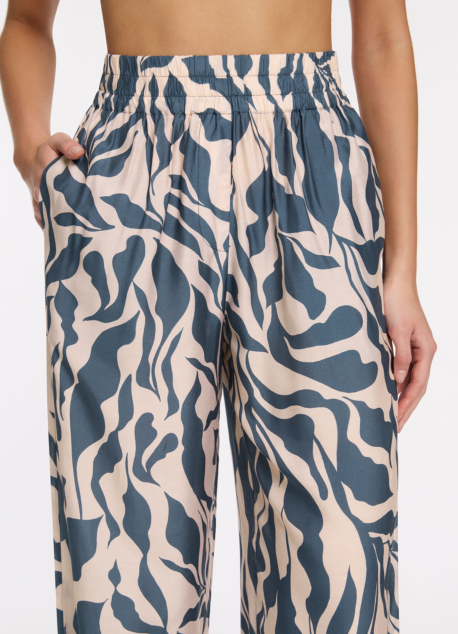 Sereno Wide Leg Pants for Women - Soft & Comfortable High Waist Trousers in Steel Blue | Perfect for Office, Casual Wear & Travel