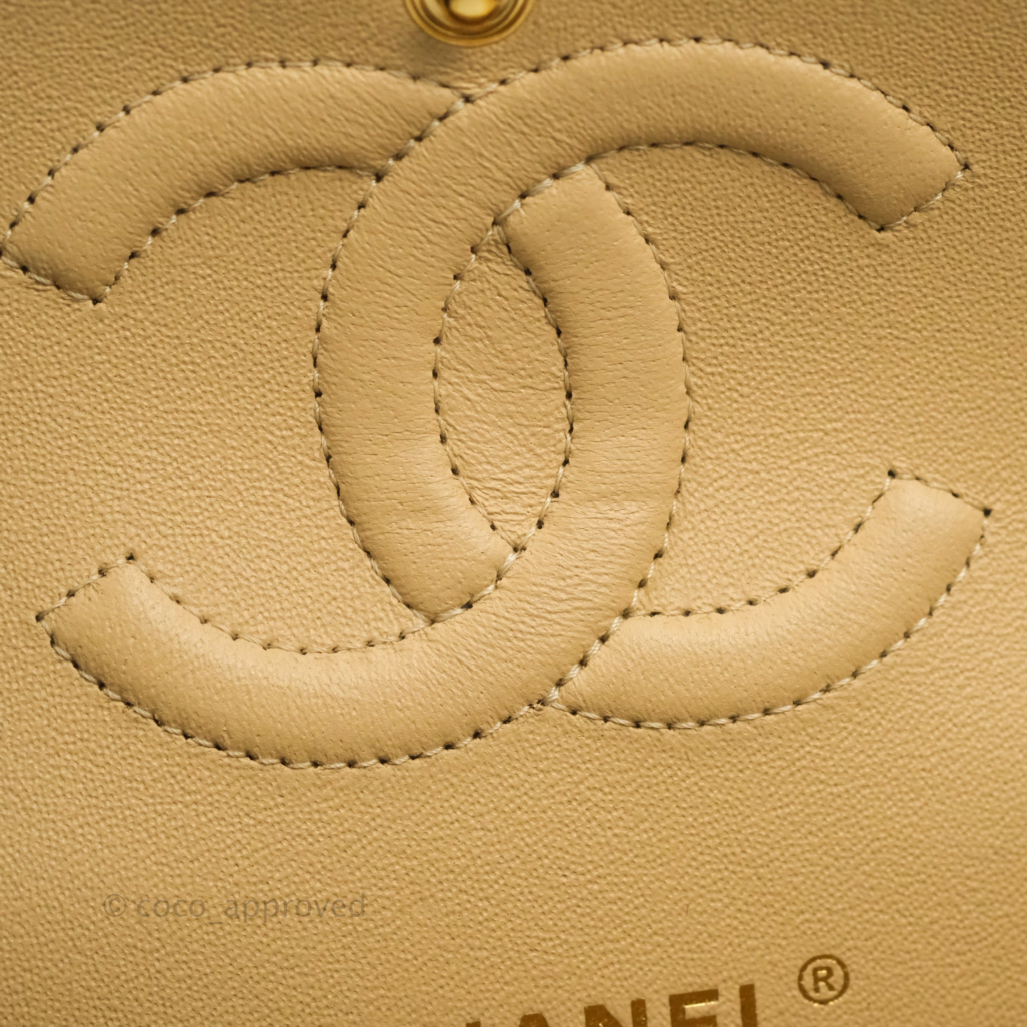 Chanel Classic Medium Flap Bag Quilted Beige Caviar Leather with Gold Hardware - Luxury Crossbody Purse for Women, Perfect for Work, Date Night & Special Occasions