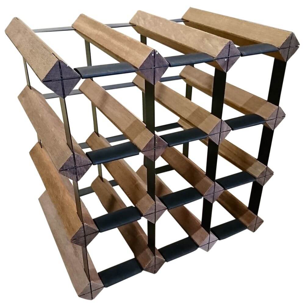 Vino Stack 9 Pocket Mahogany Wine Rack - Space Saving Wine Storage for Kitchen, Bar, or Dining Room Display