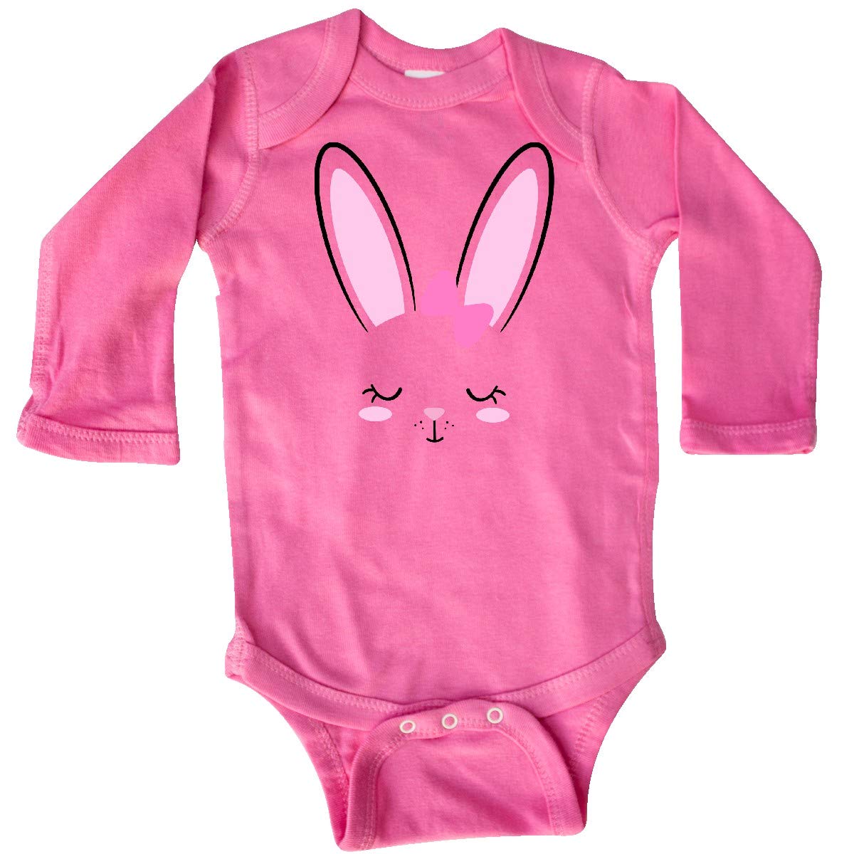 Inktastic Easter Bunny Girl Face Long Sleeve Baby Bodysuit - Perfect for Easter Photos, Holiday Outfits & Spring Family Gatherings