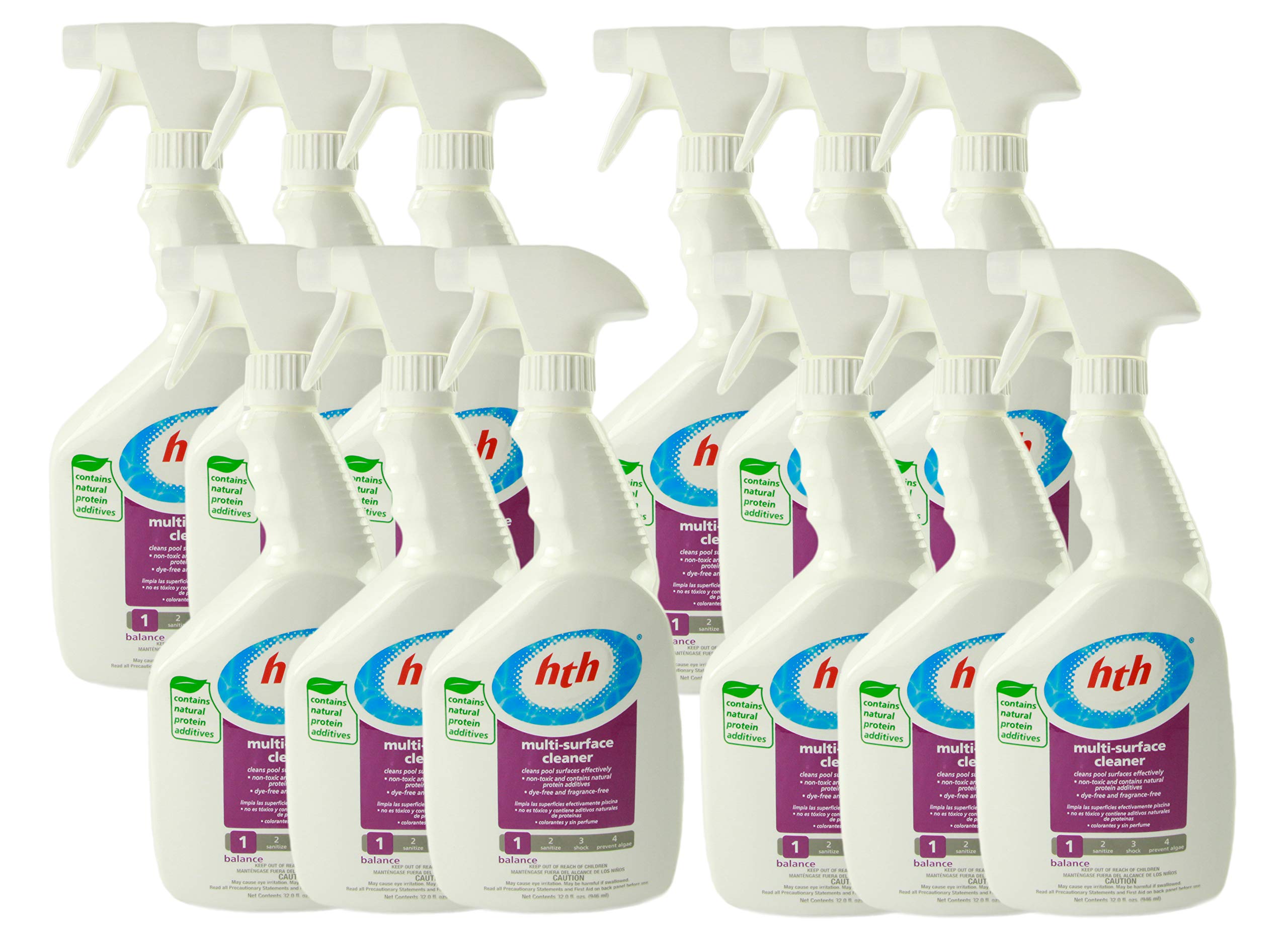 HTH Multi Surface Cleaner - 12 Pack | All-Purpose Cleaning Solution for Kitchen, Bathroom, Floors & More | Safe for Most Surfaces