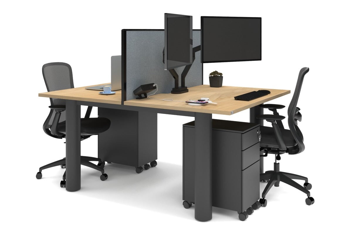 Quadro Cylinder Leg 2-Person Office Workstation Desk - 1800L x 800W with Cable Management Scallop - Perfect for Collaborative Workspaces & Modern Offices