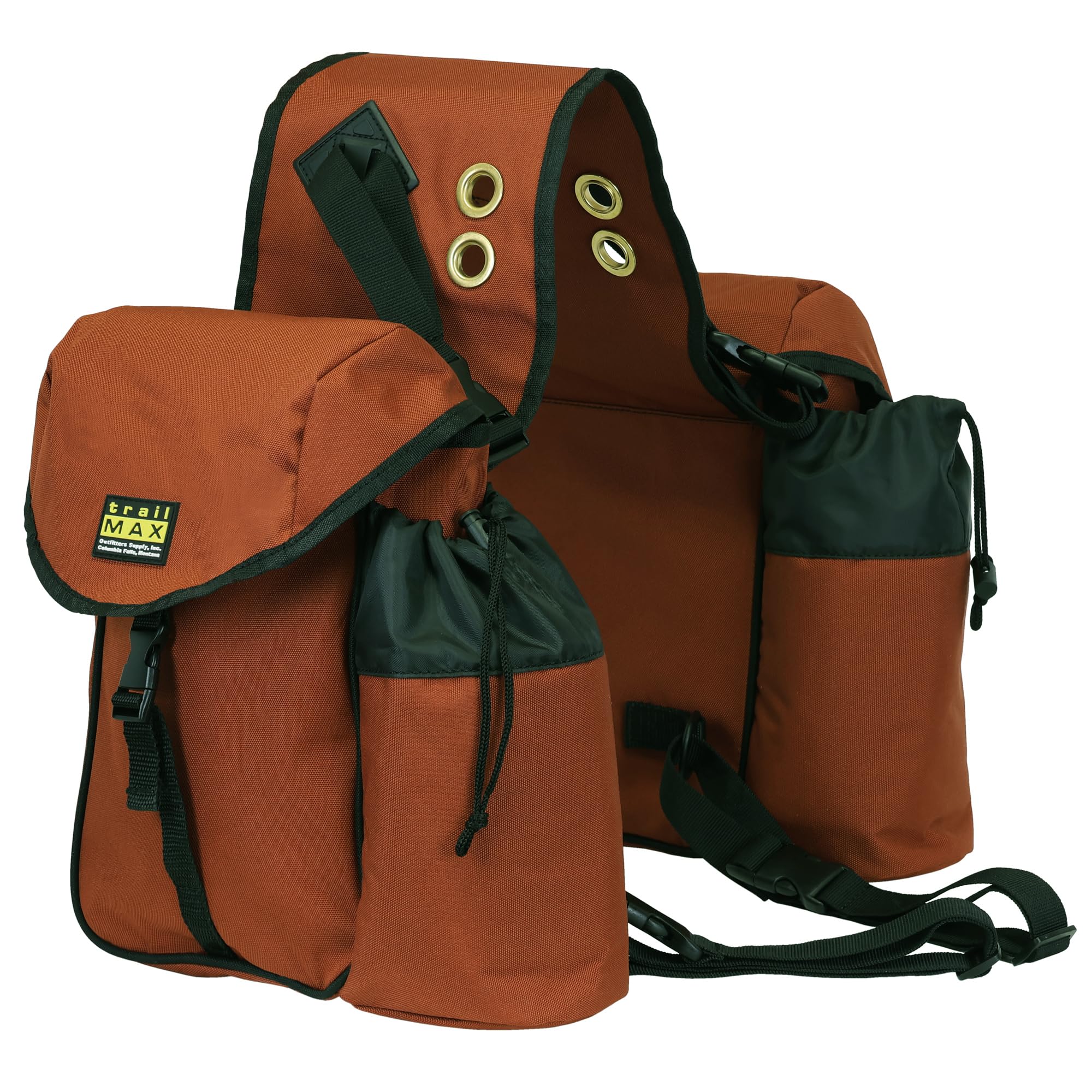 TrailMax Big Sky Saddlebags - Durable Horse Saddle Bags with 2 Water Bottle Holders for Trail Riding | Heavy-Duty Polyester Equestrian Gear | Montana-Designed Rust-Resistant Saddle Accessories | Perfect for Long-Distance Horseback Adventures and Outdoor Exploration