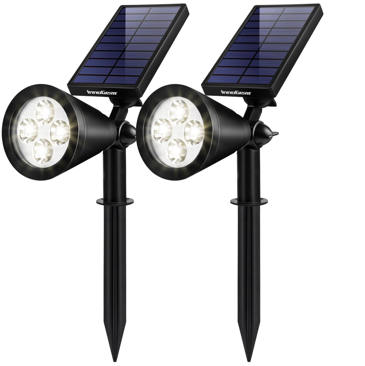 InnoGear 2 Pack Solar Lights Outdoor Waterproof - Solar Powered Garden Lights for Yard, Pathway, Landscape, Wall Lighting - Auto On/Off, Weather Resistant (White) - Perfect for Patio, Driveway, Walkway, and Backyard Decor