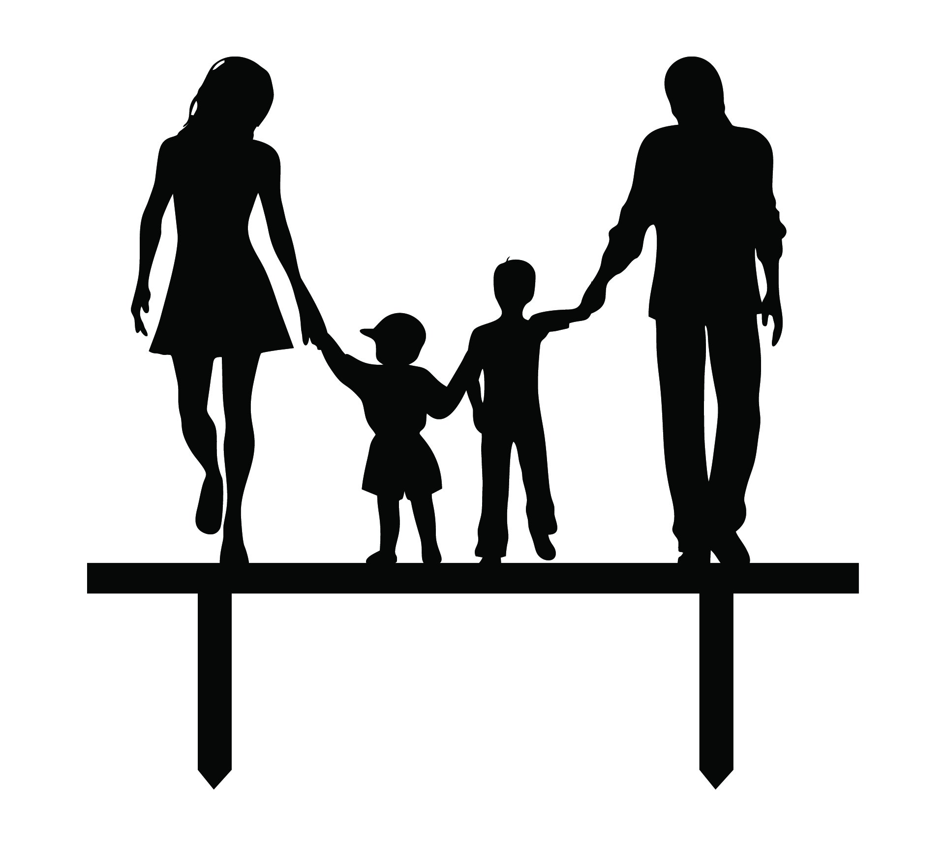 Personalized Wedding Cake Topper with Family Silhouette - Customizable Children & Couple Design - 6