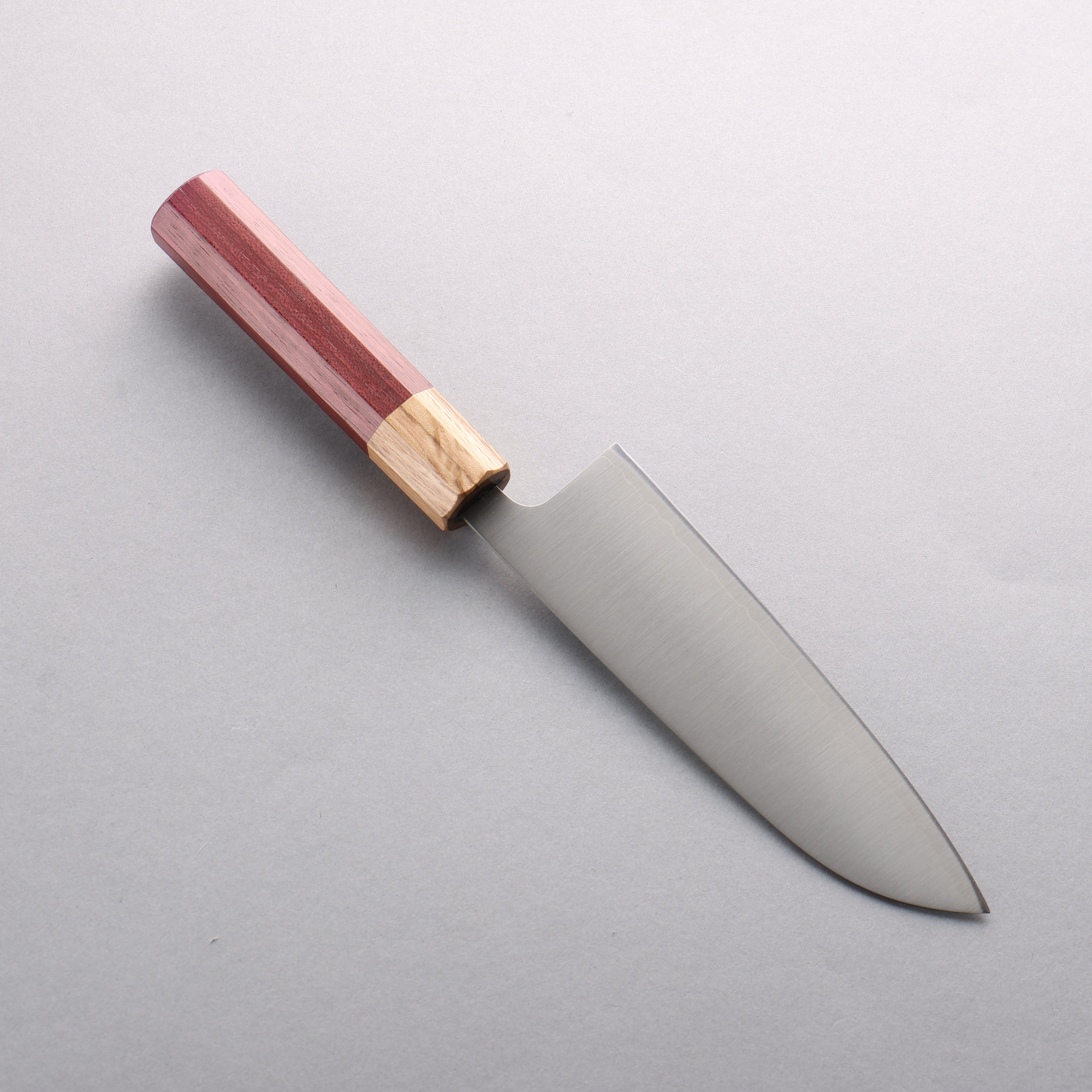 Premium 440C Stainless Steel Santoku Knife 165mm with Purpleheart & Oak Handle - Professional Japanese Kitchen Knife for Slicing, Dicing, and Chopping Vegetables, Meat, and Fish