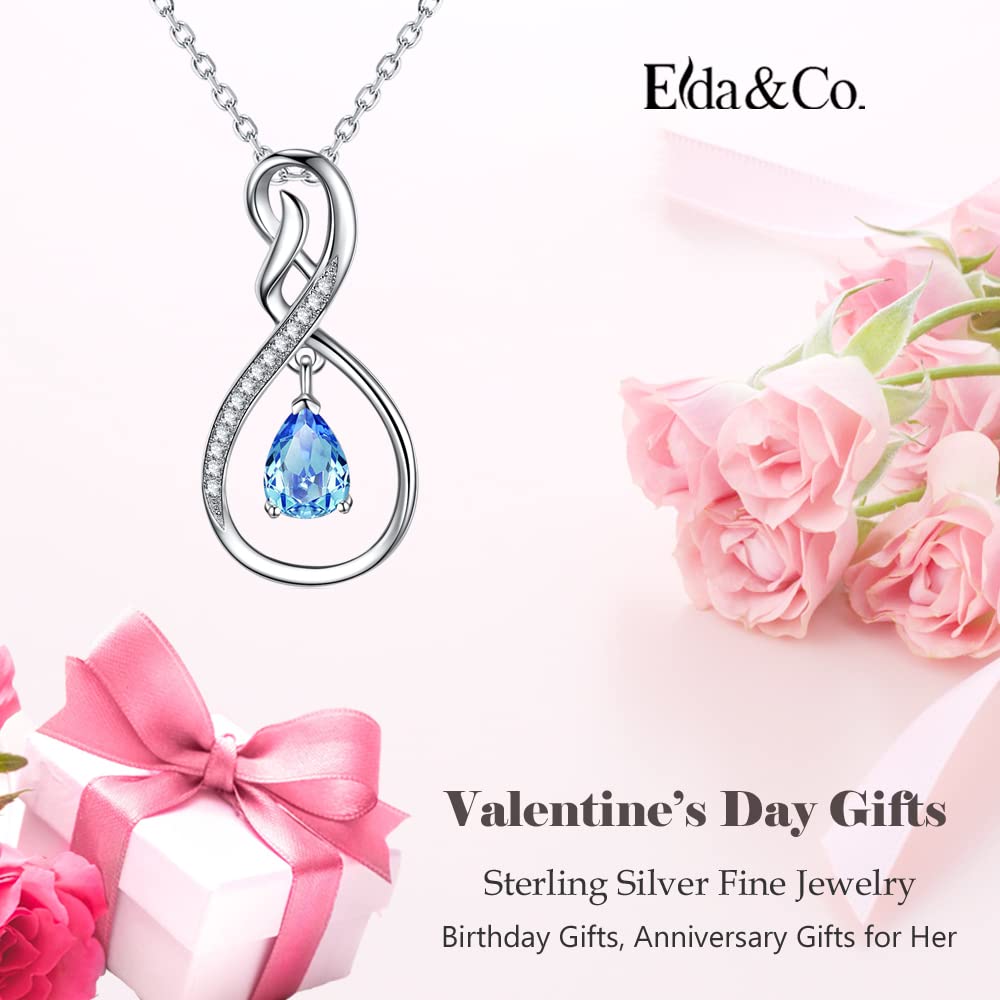 Forever Love Infinity Necklace for Women - 925 Sterling Silver with March April May Birthstones (Aquamarine, Emerald & More) | Thoughtful Birthday Gift for Wife, Mom & Her | Perfect for Anniversaries, Valentine's Day & Special Occasions