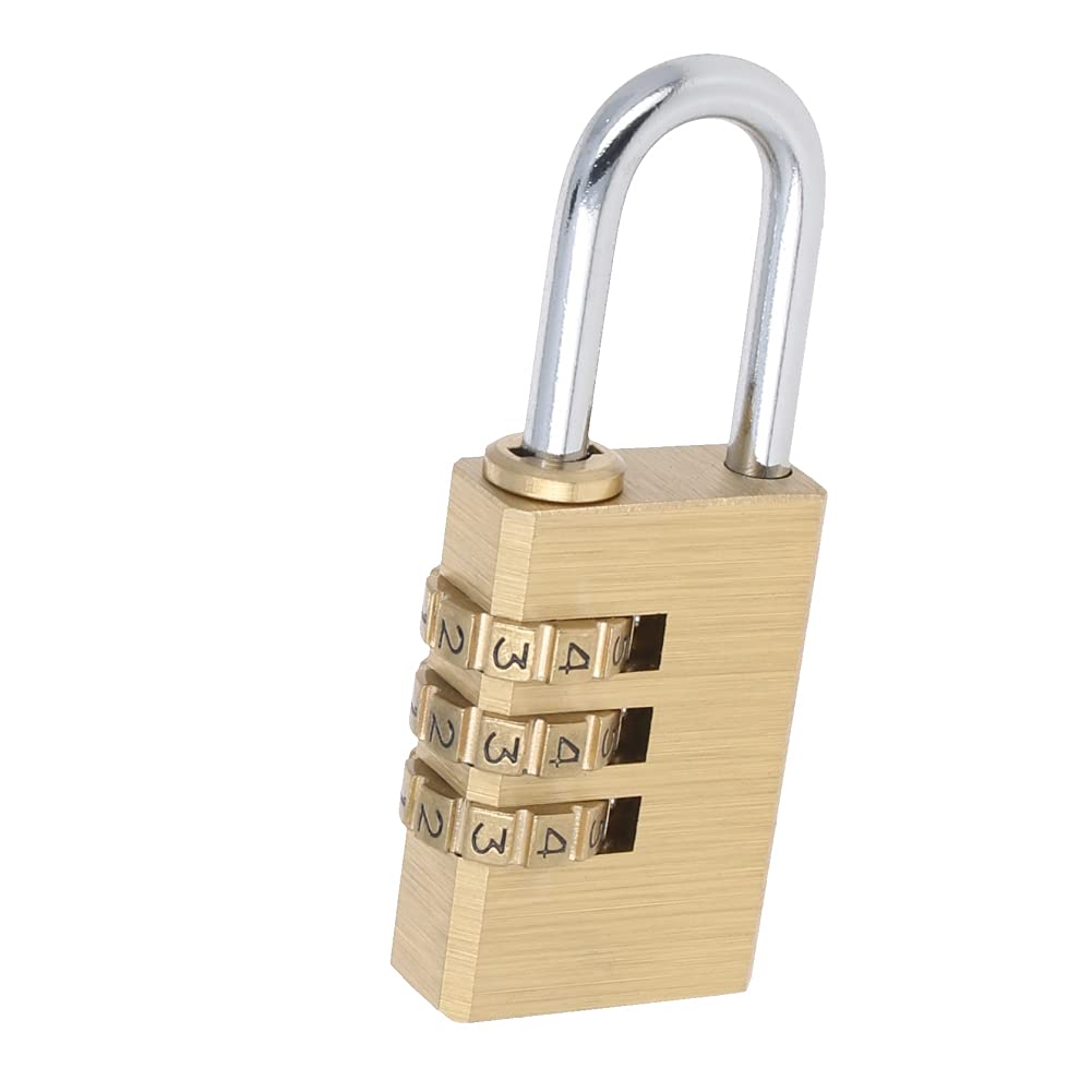Yinpecly 3 Digit Combination Padlock - Solid Brass Heavy Duty Security Lock with 3 Rounds for Luggage, Lockers & Storage - Indoor/Outdoor Use (4-Pack) - Perfect for Travel, Gym, School & Home Security