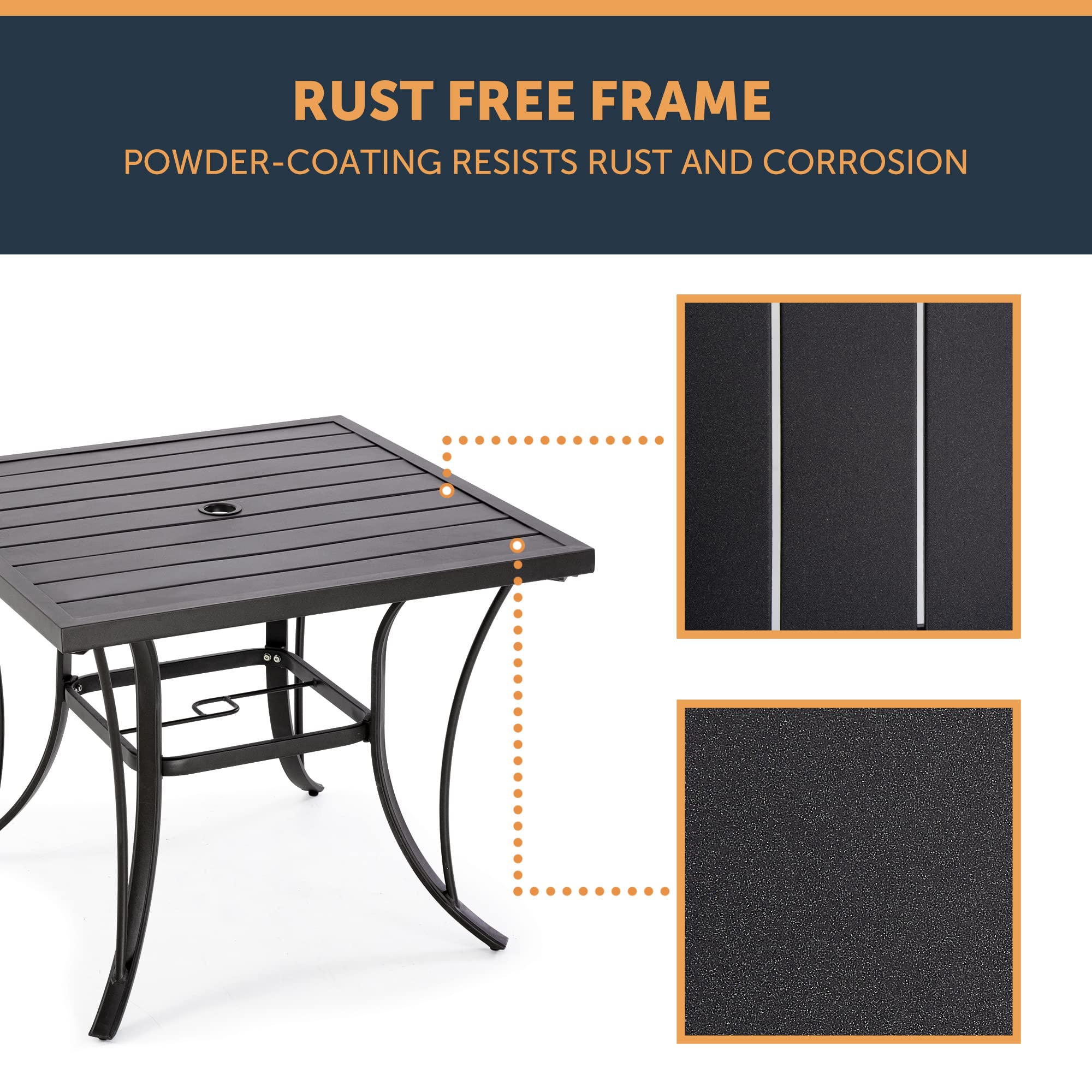 HAPPATIO 4-Person Square Patio Dining Table - 35