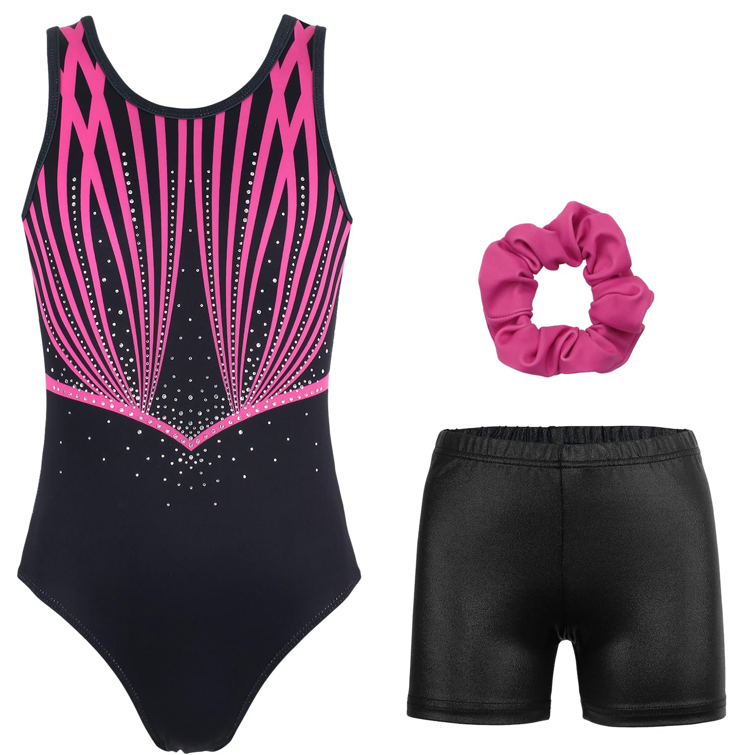 Sparkly Gymnastics Leotards for Girls with Attached Shorts - Ballet Dance Activewear for Kids - Perfect for Dance Classes, Competitions & Performance Costumes