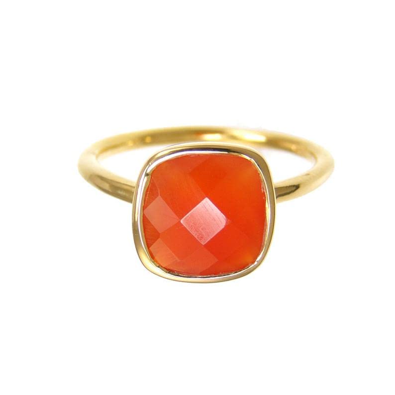 925 Sterling Silver Carnelian Pompom Rings for Girls - 10mm Gemstone Dainty Jewelry, Best Christmas Gift for Her, Birthday, Anniversary & Everyday Wear