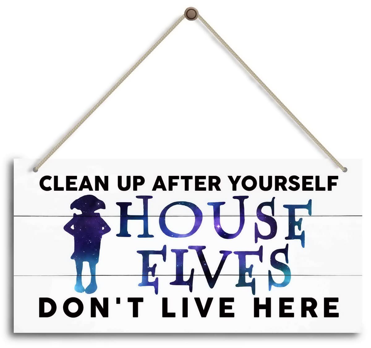 Funny Rustic Kitchen Sign - Clean Up After Yourself House Elves Don't Live Here - Farmhouse Wall Decor for Countertops - Perfect for Kitchen, Dining Room & Coffee Bar Decor