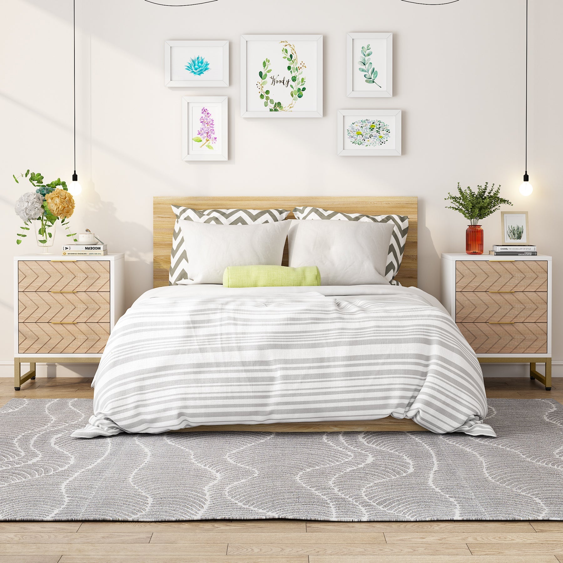 Modern 3-Drawer Nightstand with Sturdy Metal Frame - Bedside End Table for Bedroom Storage & Organization | Perfect for Small Spaces, Apartments & Dorm Rooms