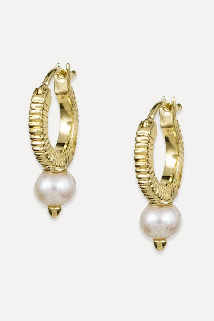 Pluto Hoops - Elegant White Pearl Earrings for Women | Hypoallergenic & Lightweight | Perfect for Everyday Wear, Date Night & Special Occasions