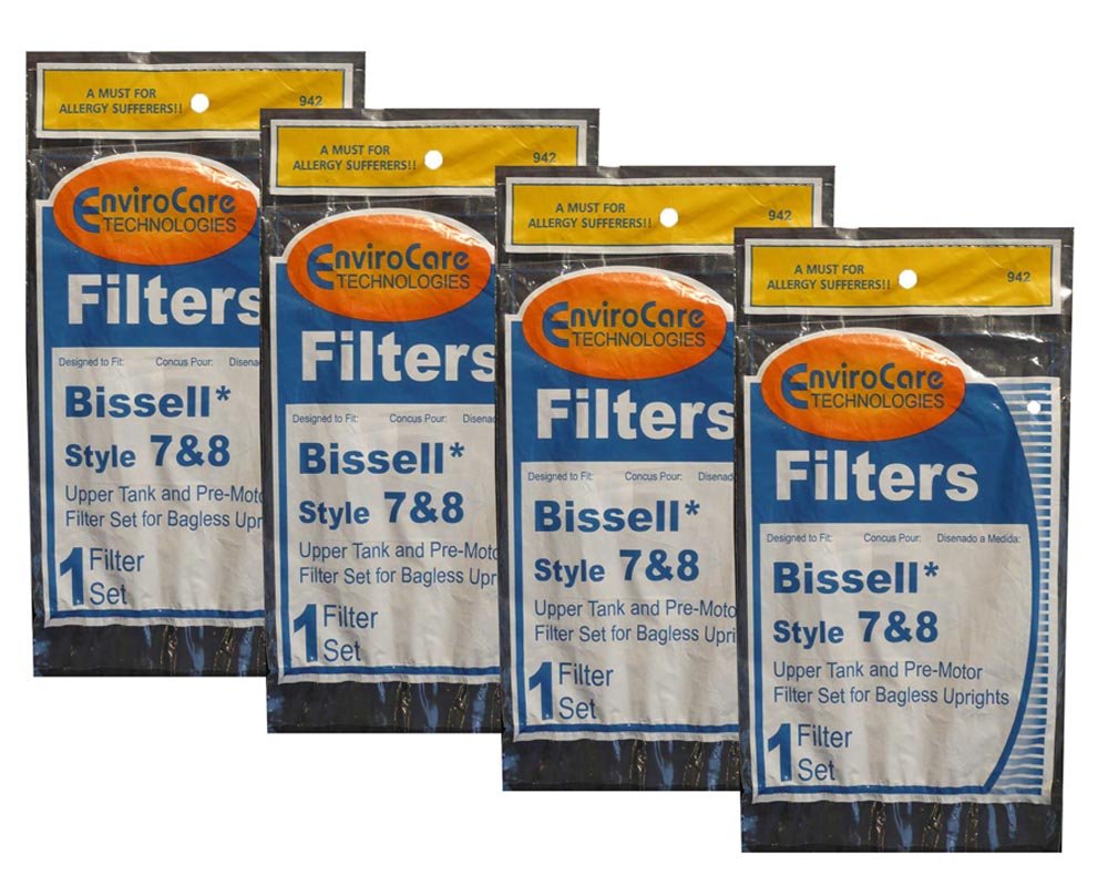 EnviroCare Premium Replacement Foam Vacuum Cleaner Filters - 4 Pack Compatible with Bissell Style 7/8/14 - High Efficiency Dust & Allergen Protection - Perfect for Pet Hair, Dust Mites & Home Cleaning
