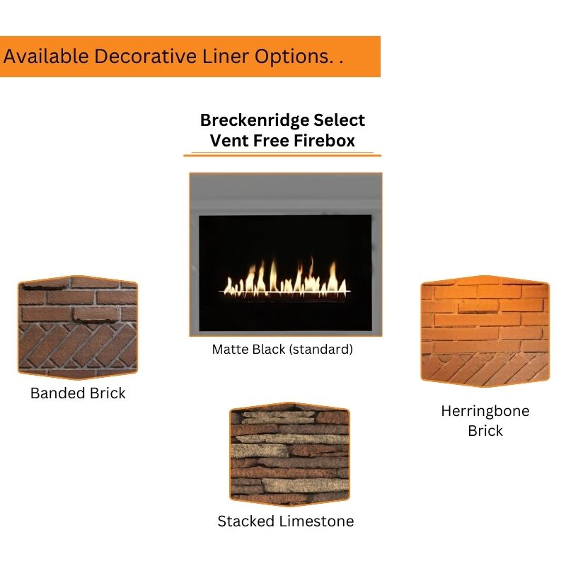 Empire Breckenridge Select 32 Vent Free Gas Firebox - Indoor/Outdoor Fireplace for Home, Patio & Cabin - Warm & Cozy Ambiance