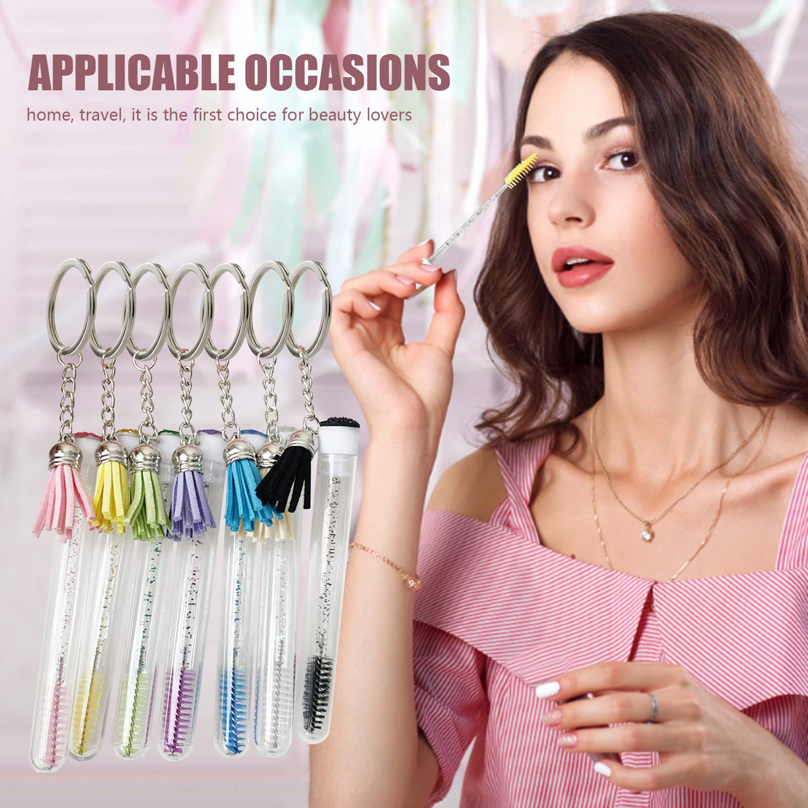 Diamond Crystal Empty Eyelash Tubes with Keychain | Eyelash Brush & Spoolie Set | Professional Eyebrow Applicator & Lash Extension Supplies for Women | Perfect for Makeup Artists, Salons & Travel Beauty Kits